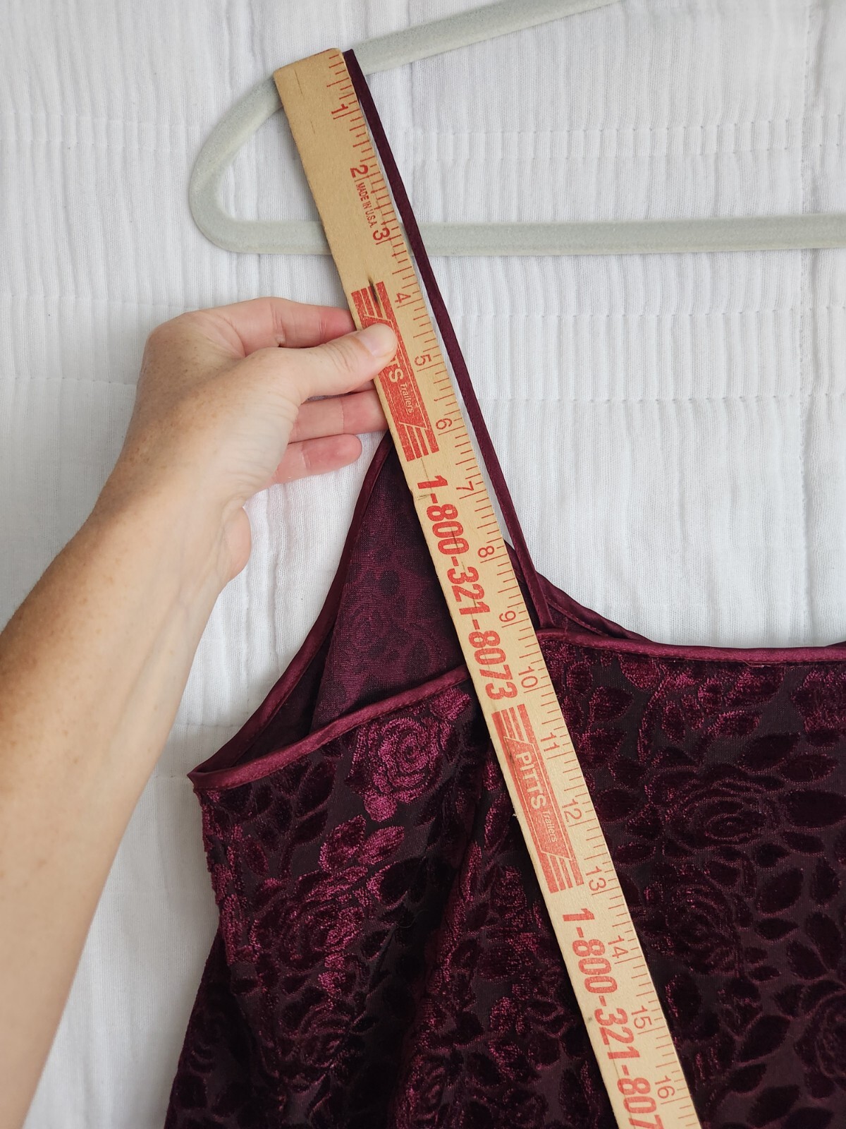 Vintage 90s Vasarette Velvet Floral Slip Dress Babydoll Lingerie Medium Red