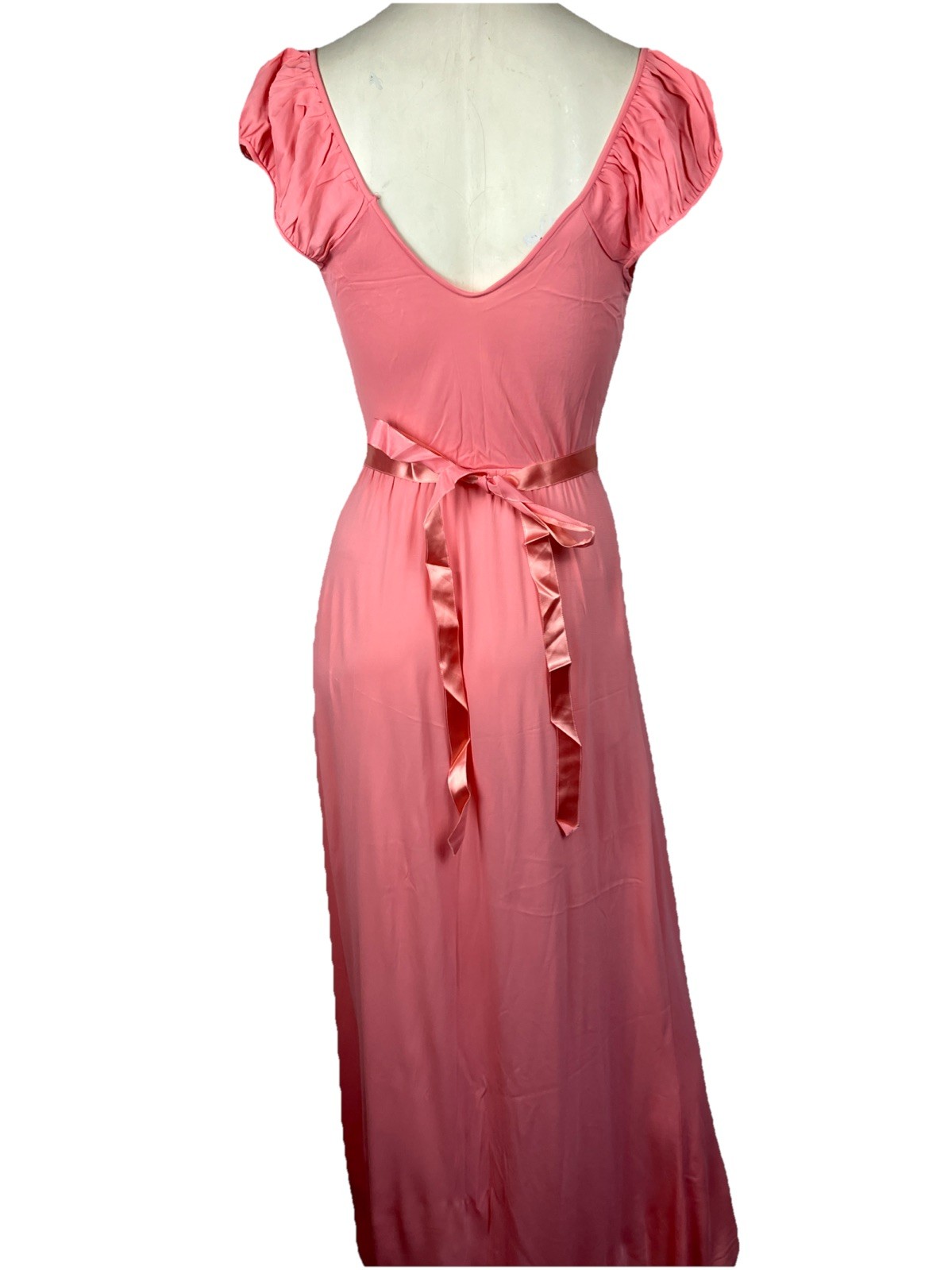 CUTE Vintage 30s 40s Nylon Cap Sleeve Drape Bust Adonna Gown Nightgown Pinup