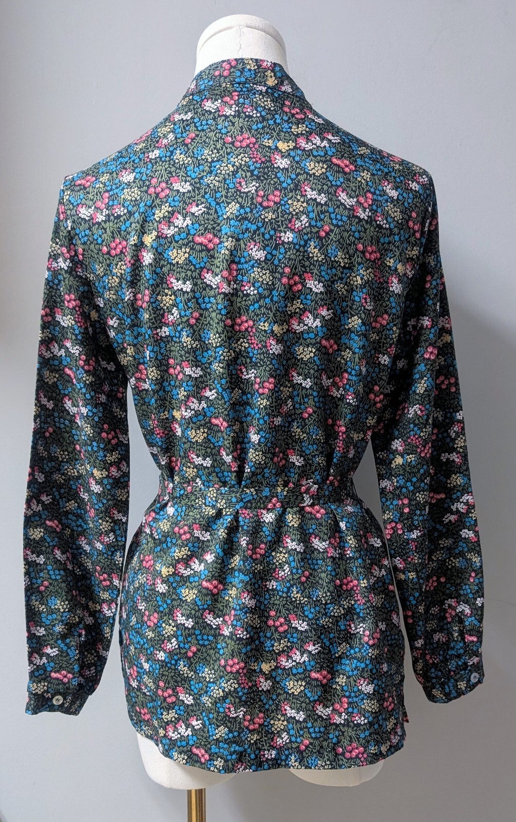 Vintage 70’s MOD Floral Tunic Belted Long Sleeve Blouse Hippy S
