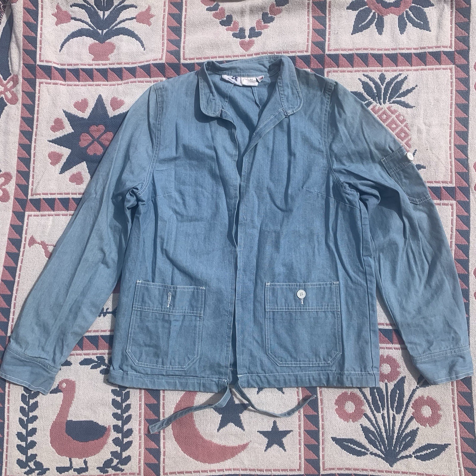 Vintage 70s The Jean Machine Blue Chambray Denim Cape Cod Chore Jacket
