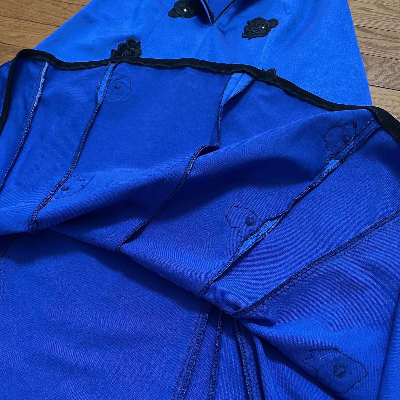 Vintage Cottagecore Prairie Electric Blue Formal Dress Puffy Sleeves XS Petite