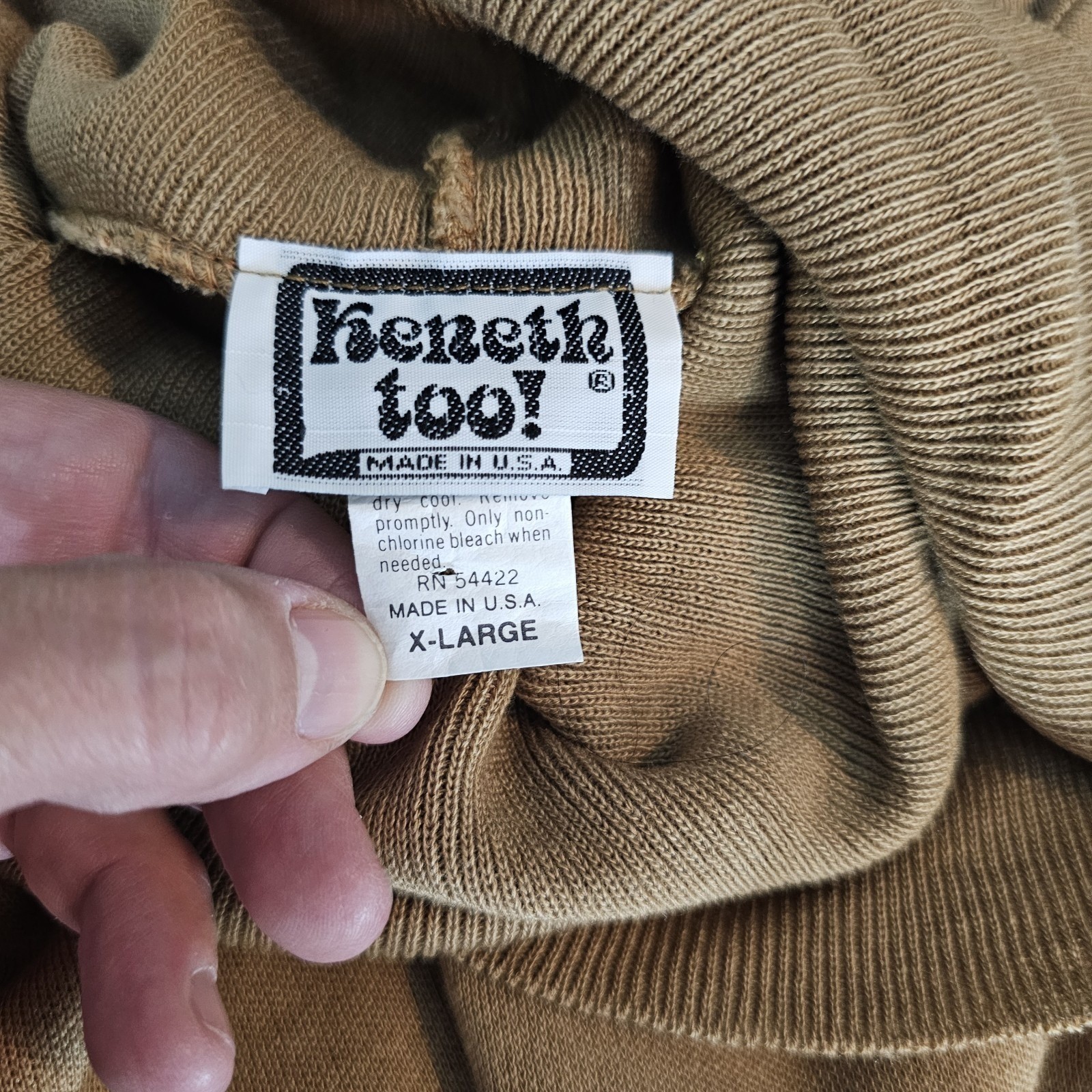 Vintage 1970s Tan Sweater Pullover Cowl Neck Turtle Neck Long Sleeve Kenneth Too