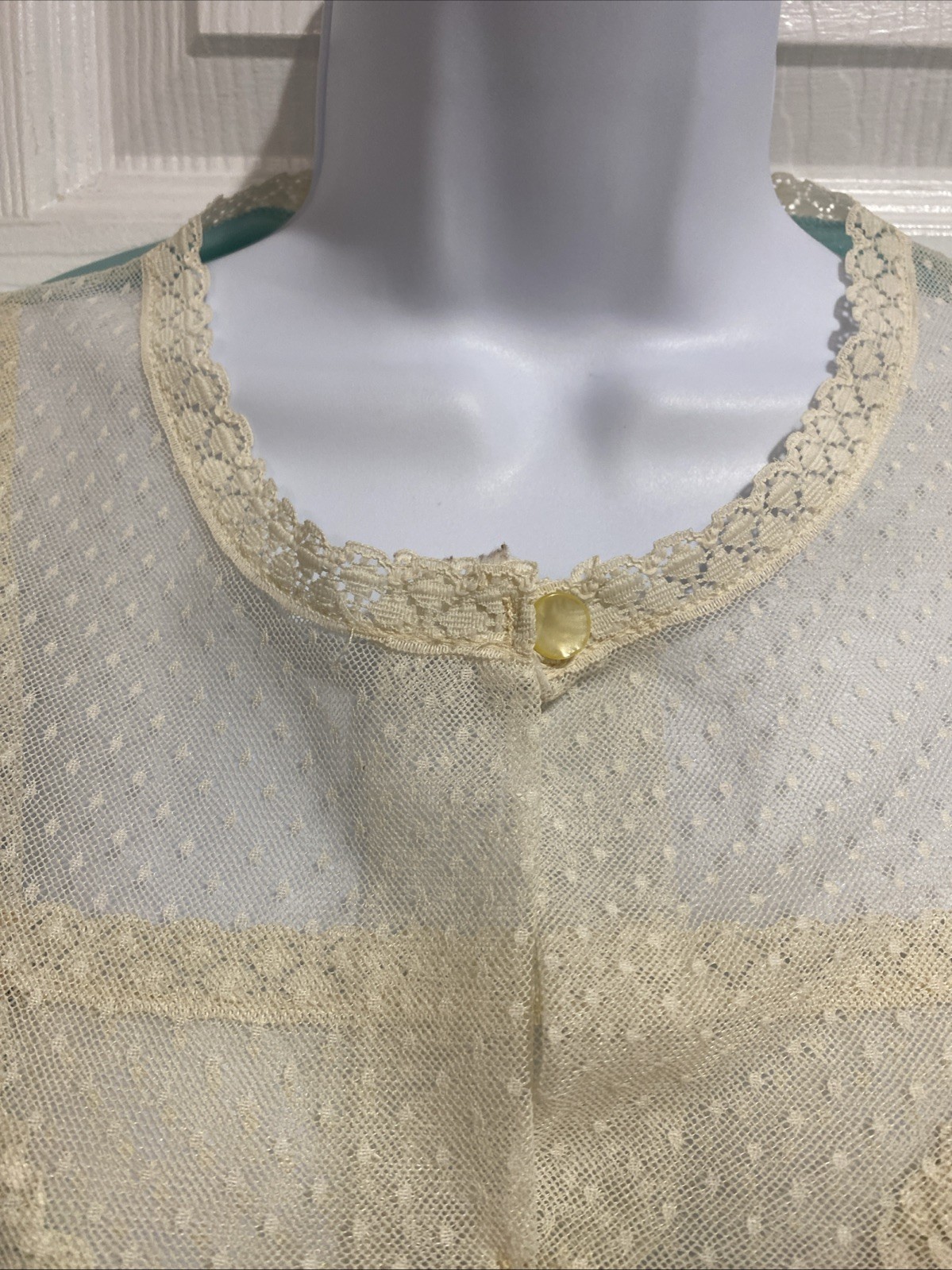 STARDUST VTG Intimate Lingerie Nightgown Robe Ensemble Laced Size M Mint Green