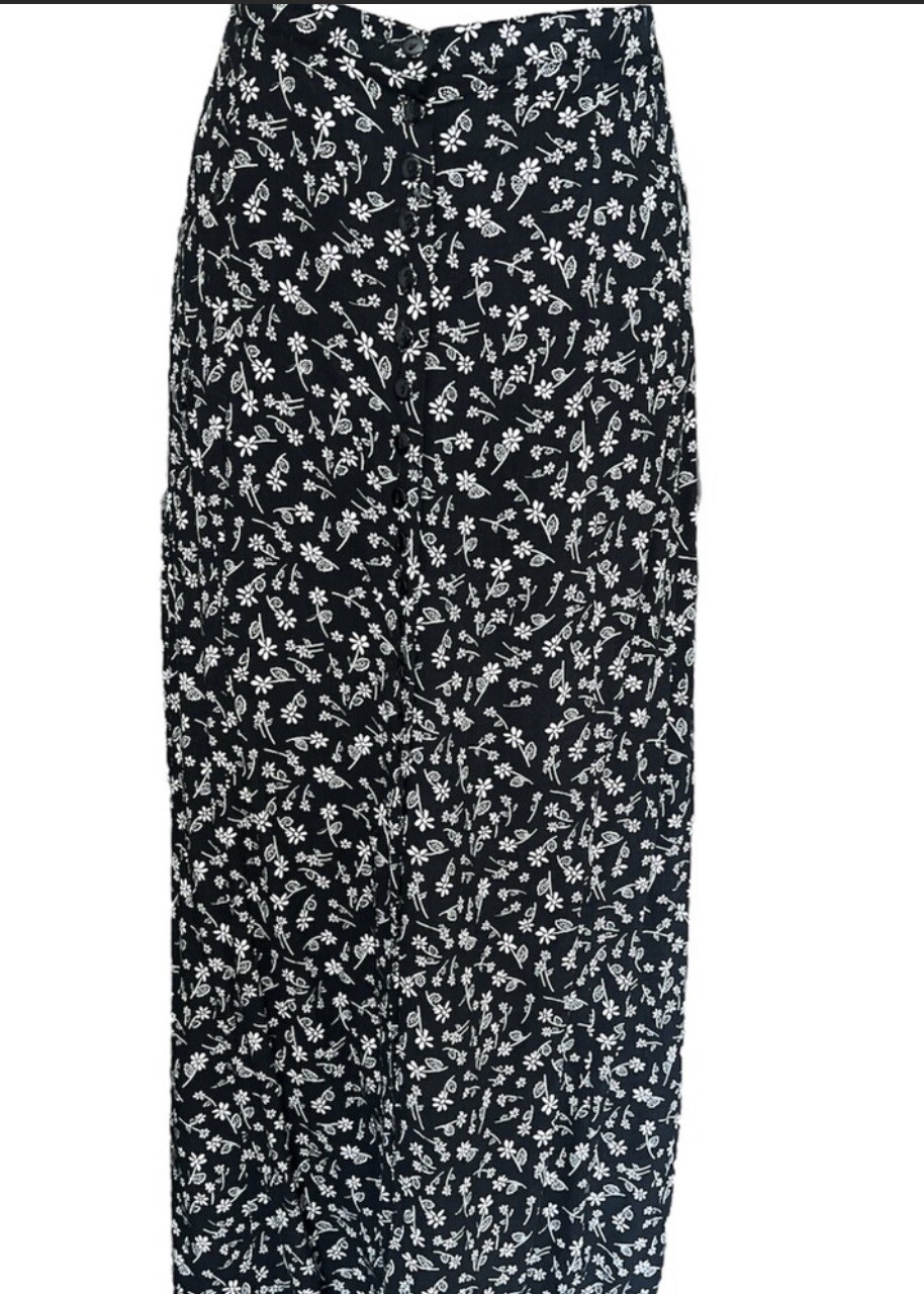 ELLEN ASHLEY VINTAGE 80s EUC SIZE LARGE BLACK/WHITE MAXI SKIRT