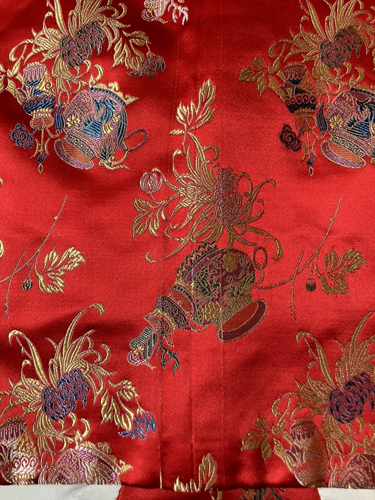 Vintage ’80s/’90s Asian-Inspired Red Brocade Button Up Vest Women’s Medium READ