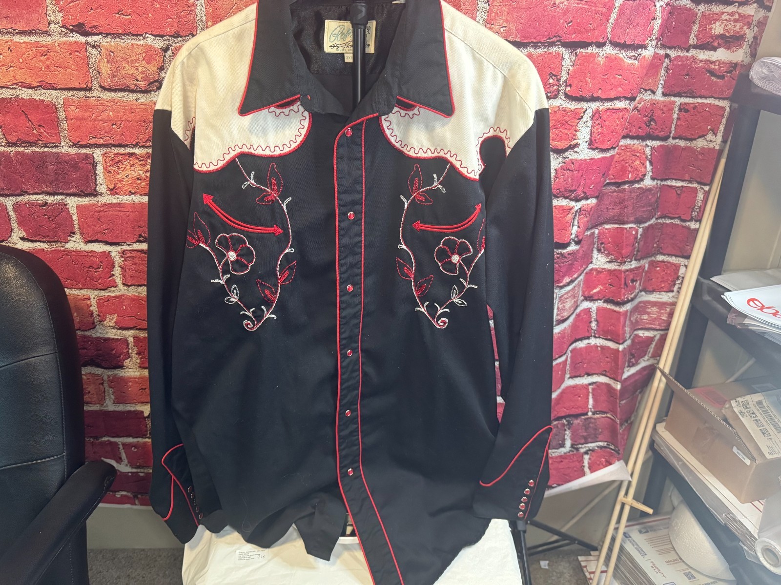 Vintage Roper Denver Colorado Womens Western Shirt Black Size 3XL