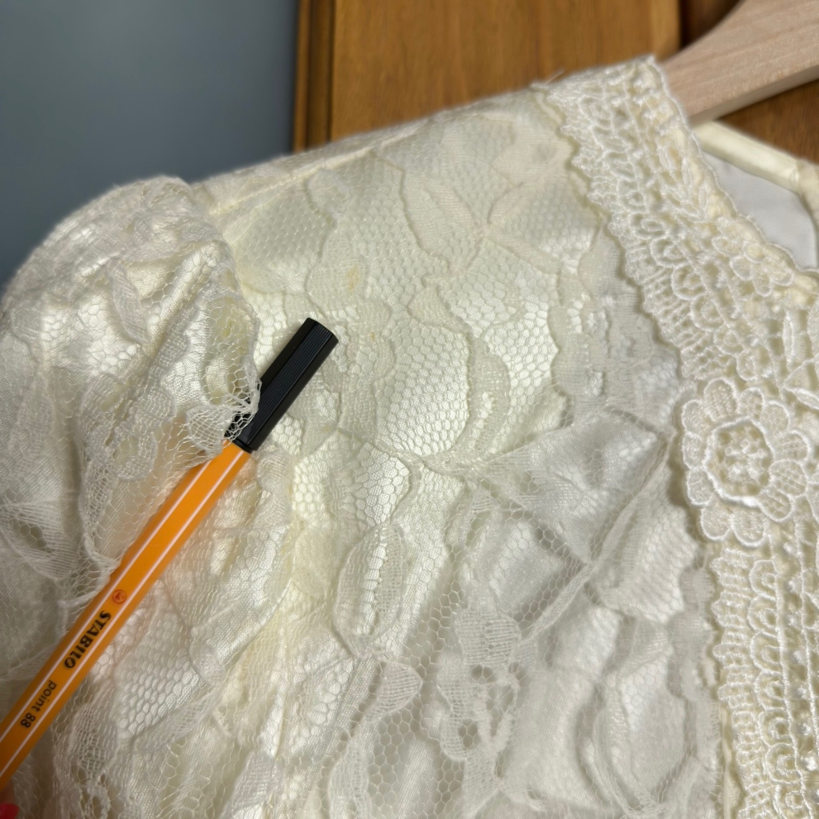 GUNNE SAX Jessica McClintock Vintage Lace Long Sleeve Dress size 14 fits 6-8