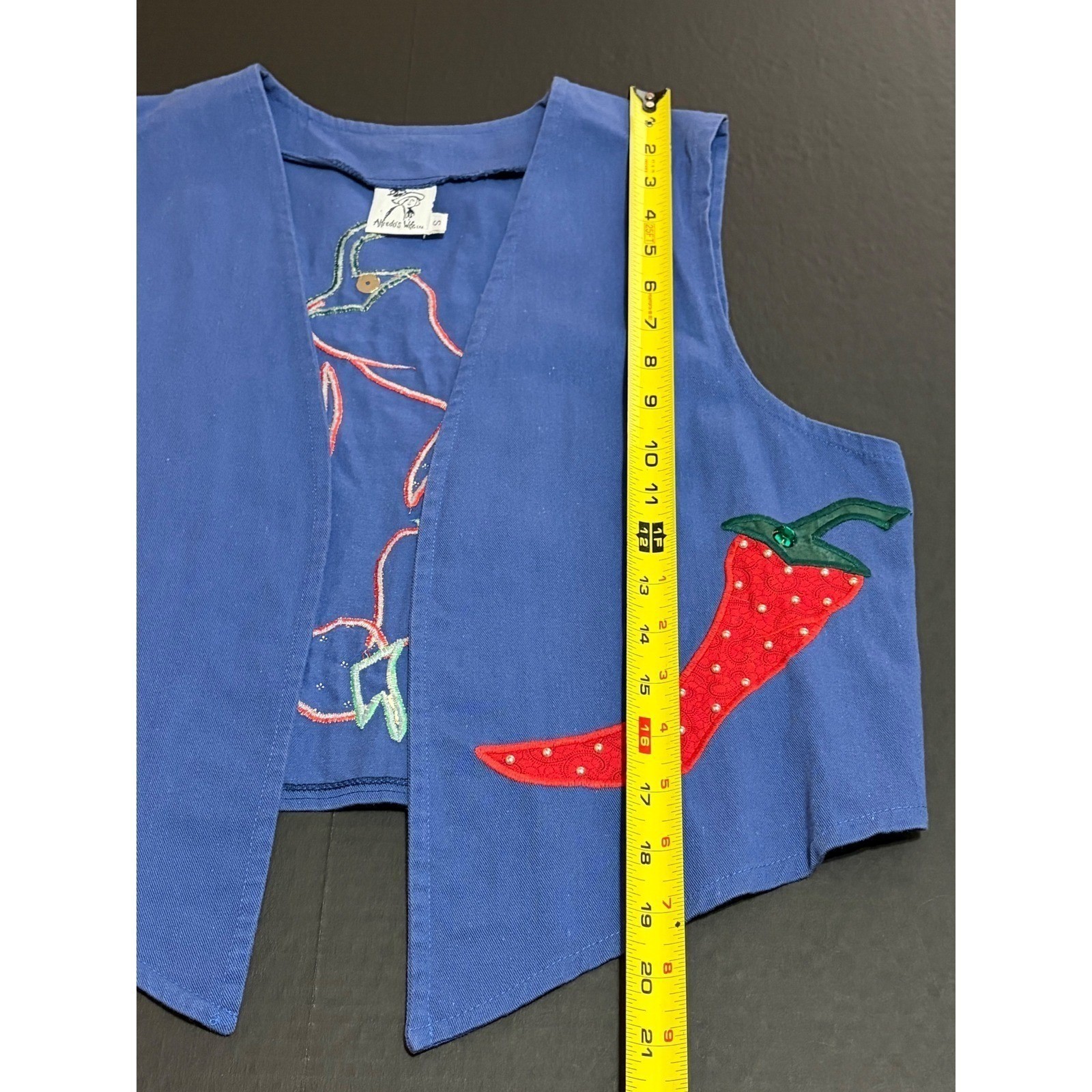 Vtg Alfredo’s Wife S 2 Pc Vest Wide Leg Pants Chili Pepper Appliqué Southwest