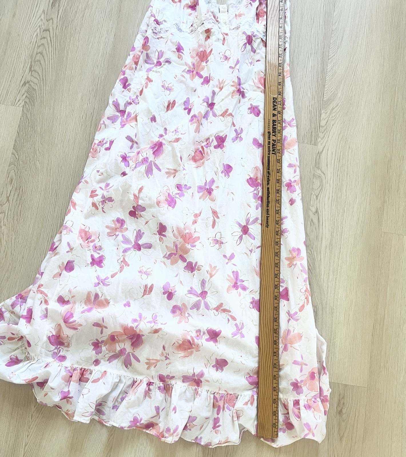 Vtg Cottage Core VIctoria Secret Cotton Slip Maxi Dress Lace Trim Ruffle LARGE