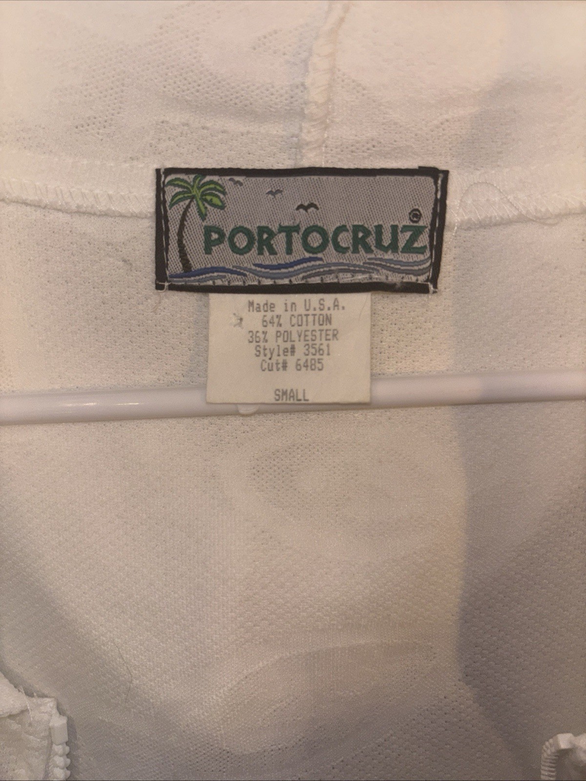 Portocruz White Full Zip Hooded Hoodie w/ Pockets Short Sleeve Women’s S