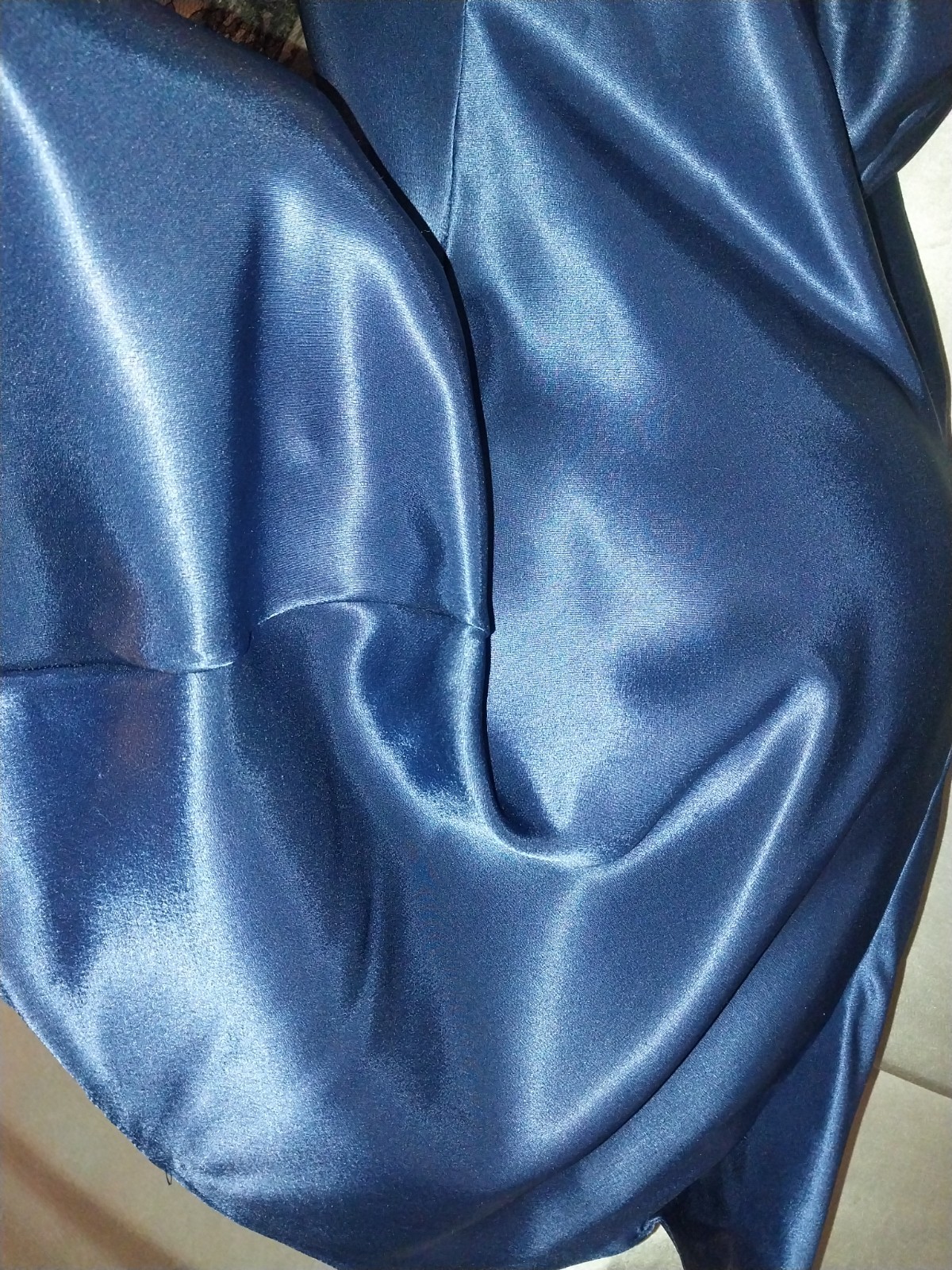 VTG SATIN SHINY IMPORT BLUE GLAM SLIP DRESS NIGHTGOWN BABYDOLL VAK MODE 80S M