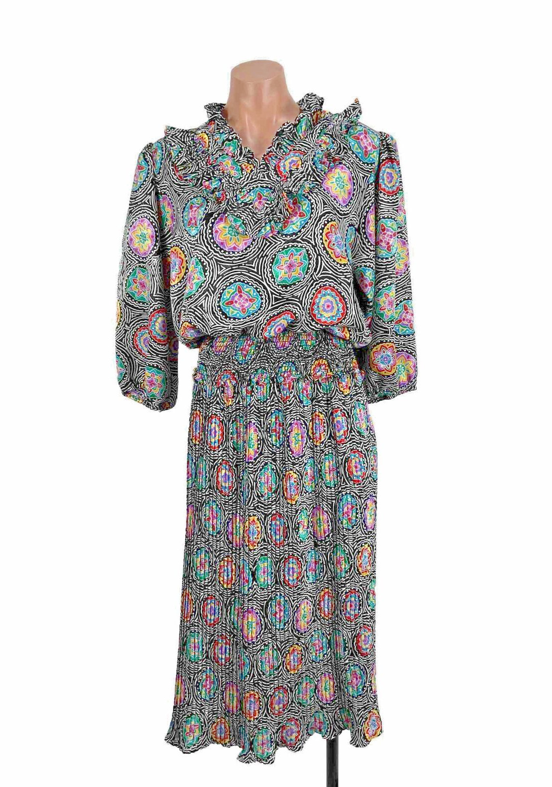 Vintage Susan Freis Skirt Set I.Magnin sz M Paisley All Over Print 2pc Suit USA