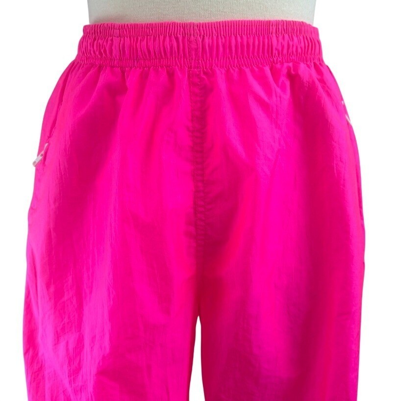 Vintage HOT DOGGER (L) Neon Pink Nylon Track Pants 90s Surf Skate Streetwear USA