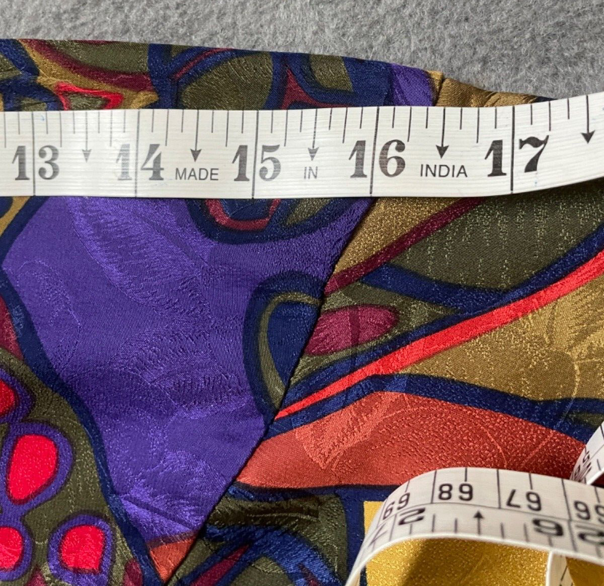 Vintage Carol Mignon Silks Dress 10 Multicolor Abstract Buttons Shift Tie VTG