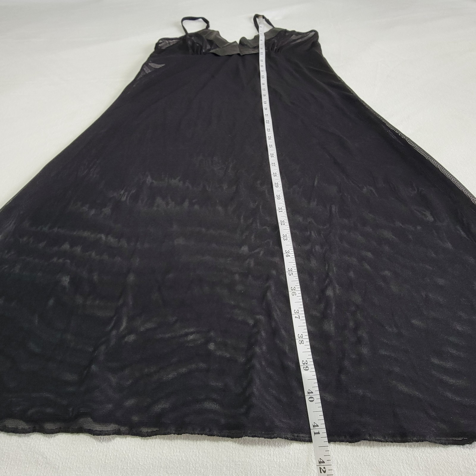 Vintage 90s Catherine Coatney Sheer Black Mesh Slip Dress Women Size M