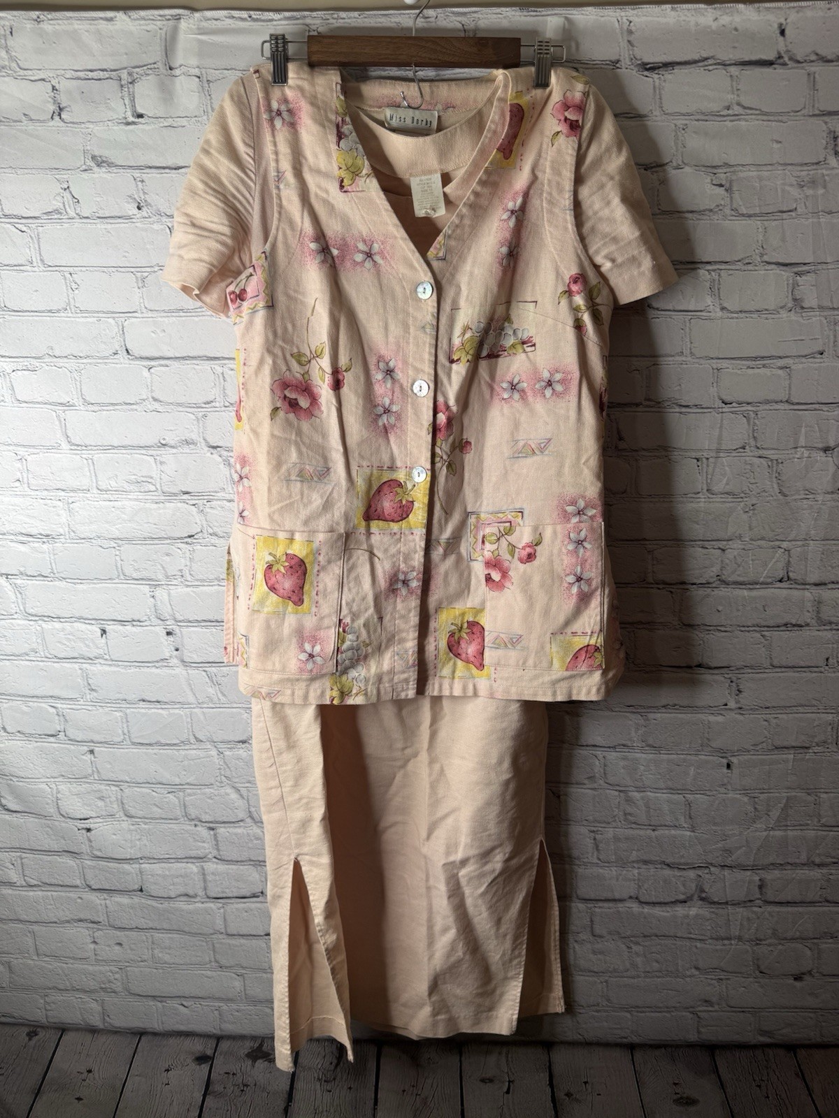 Tradwife Prairie Vintage Miss Dorby 2 Piece Dress Set Size 12 Linen
