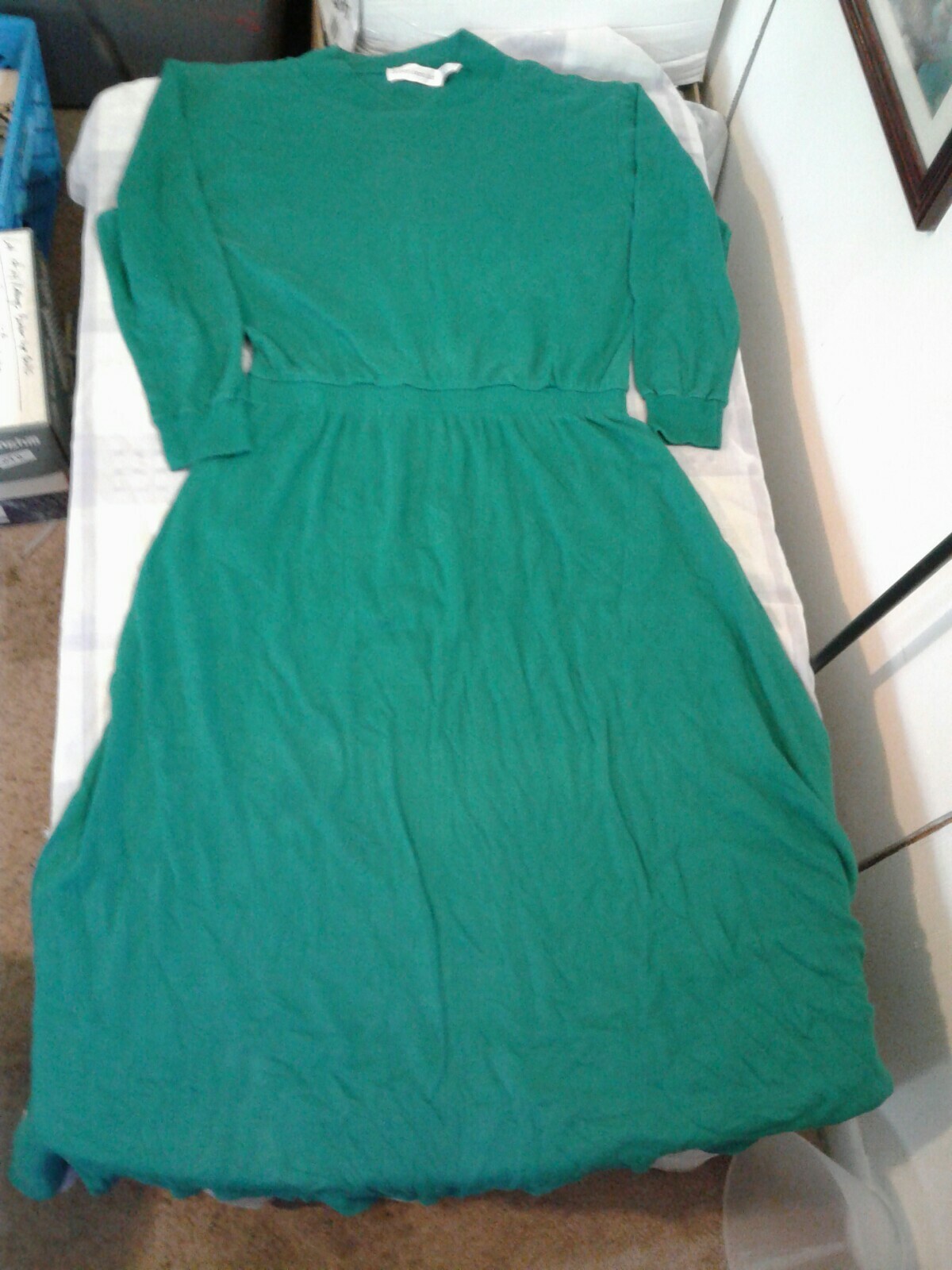 Vintage Robert Scott LTD Green Dress Pockets Long Sleeve (cb30)