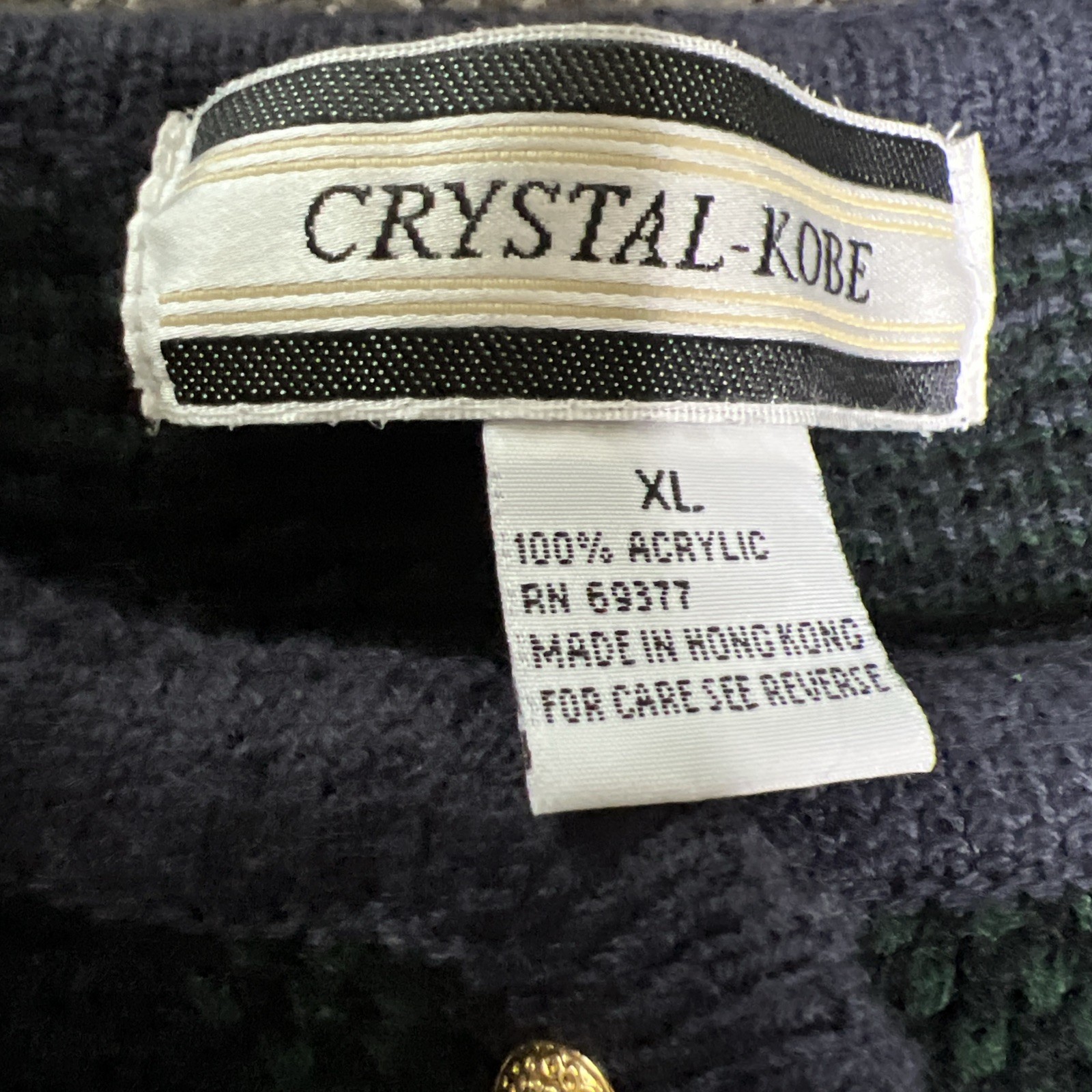 VTG Crystal-Kobe Plaid Cardigan Sweater Purple/Green/Black, Office, Party 90s