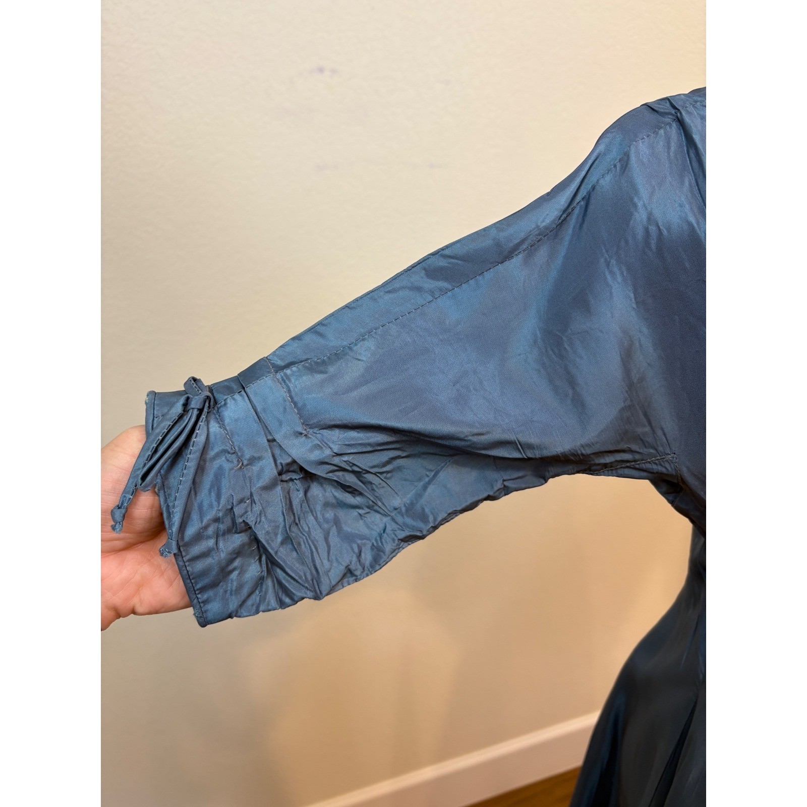 Vtg 50s Dress S Blue Taffeta Rhinestone Mid Century Cocktail Party Rockabilly