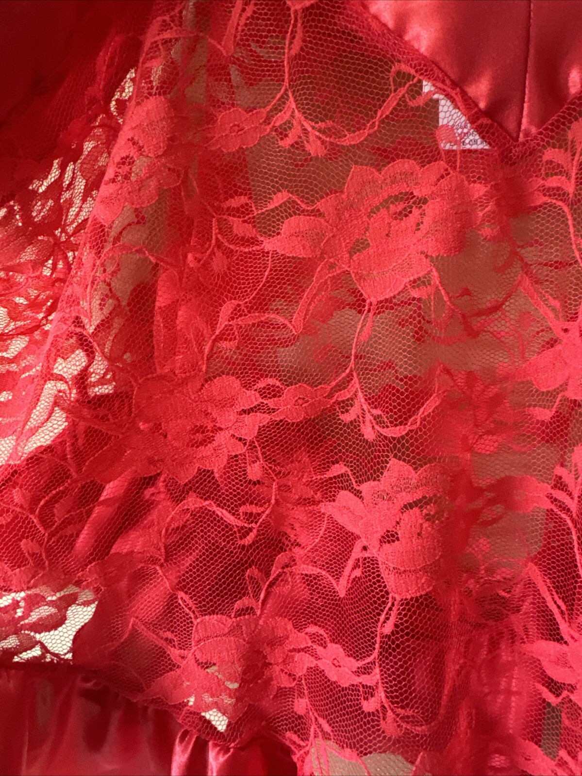 Sexy Red Vintage ADONNA Silky Lace Tank Flare Cami LACE Size L