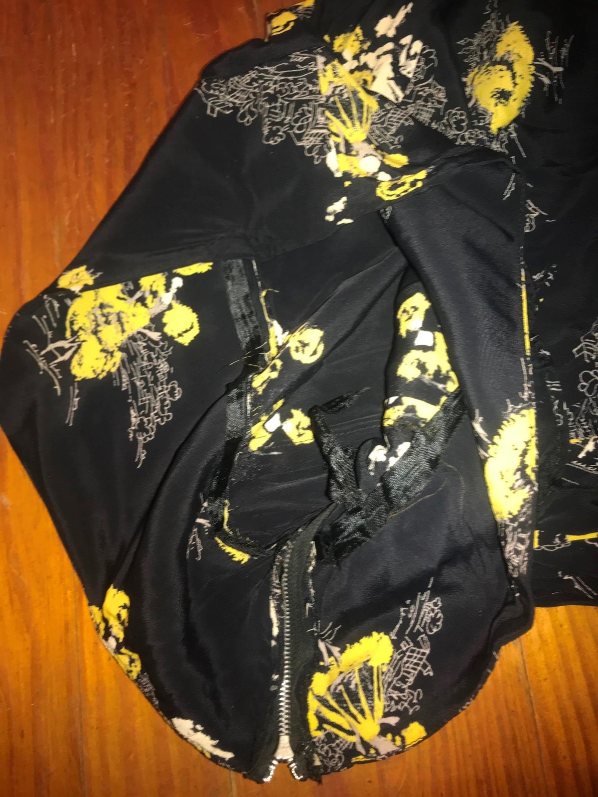 VTG 50S 60S WOMENS S BLACK SIDE ZIP WRAP ASIAN ORIENTAL PRINT DRESS SKIRT