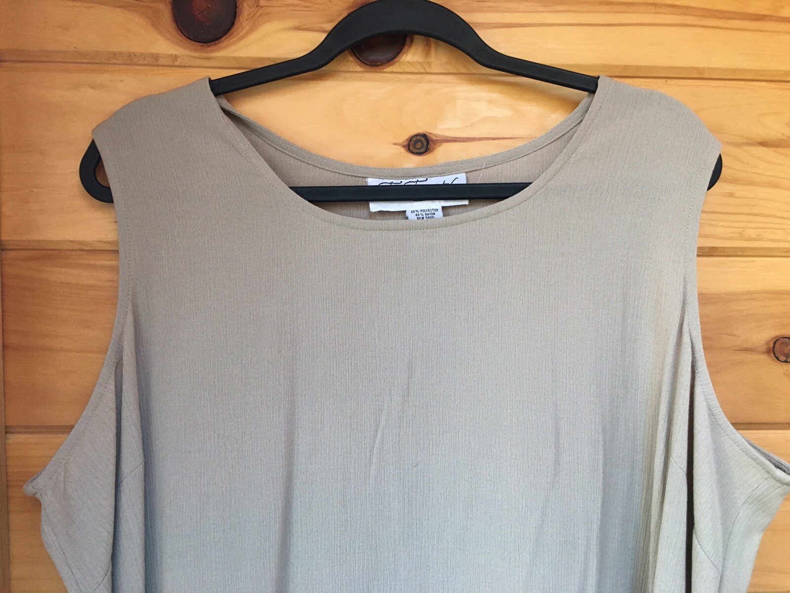 vintage 90s dress Xl Two Twenty Collection By Blair Khaki Crinkle Tie Back Maxi