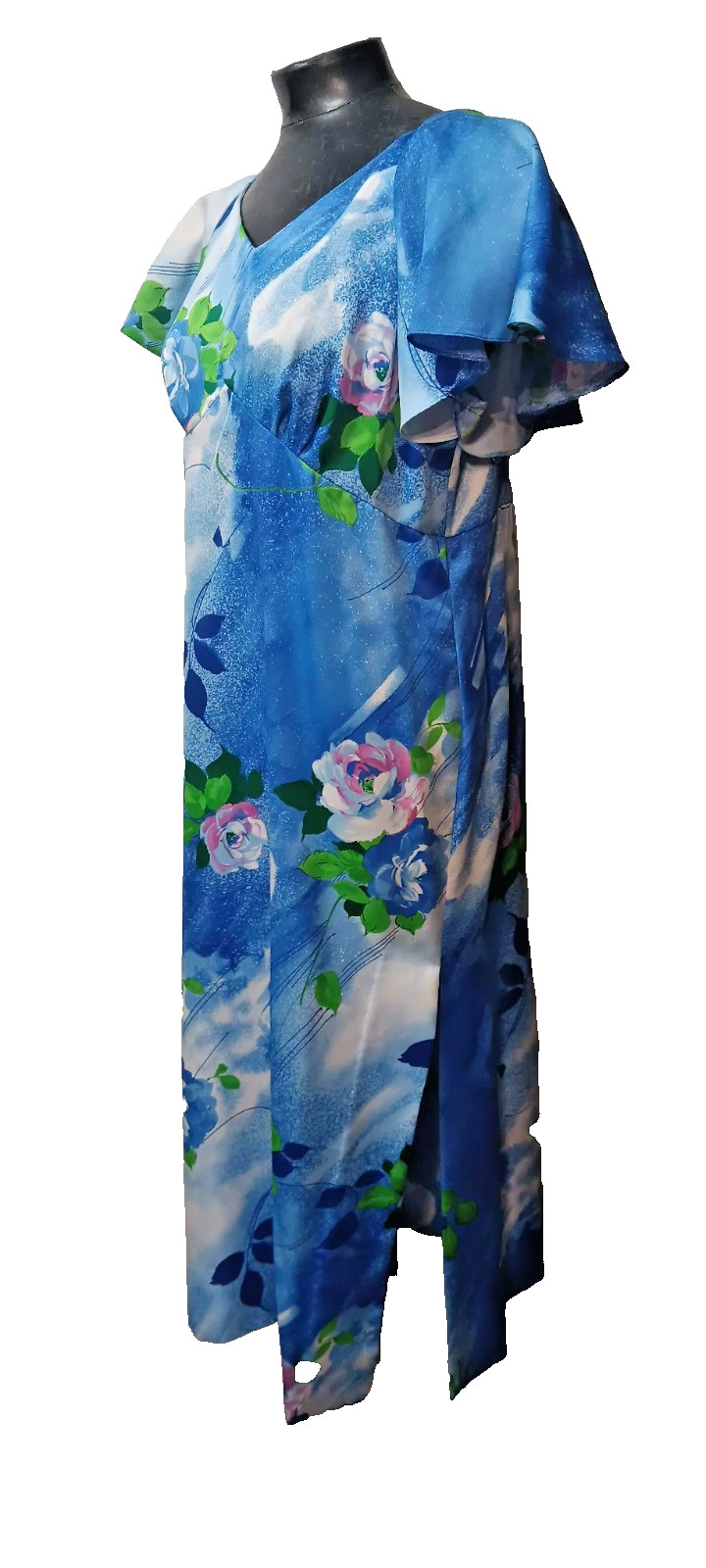 Vtg POMARE OF Tahiti HAWAIIAN DRESS TROPICAL MAXI SZ L xl