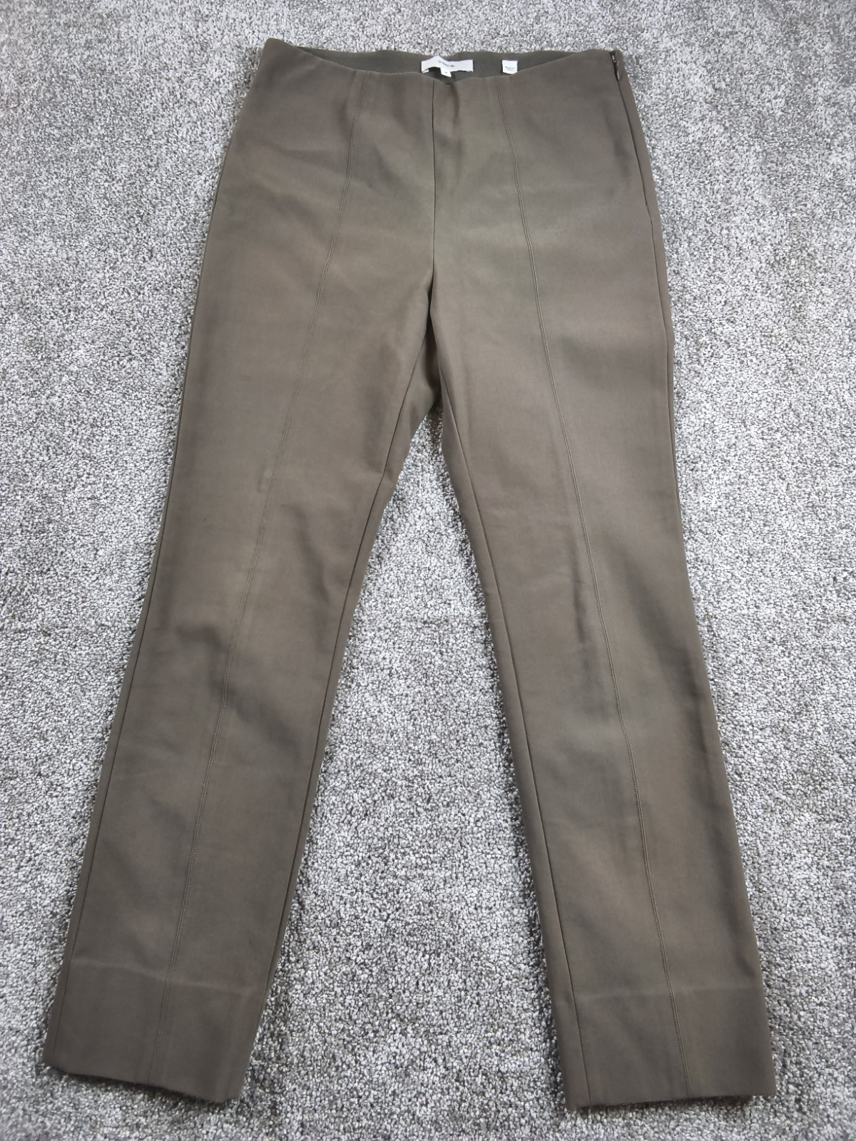 Vince Stitch Front Seamed Pants Straight Leg Cropped Split Hem Brown Size Medium