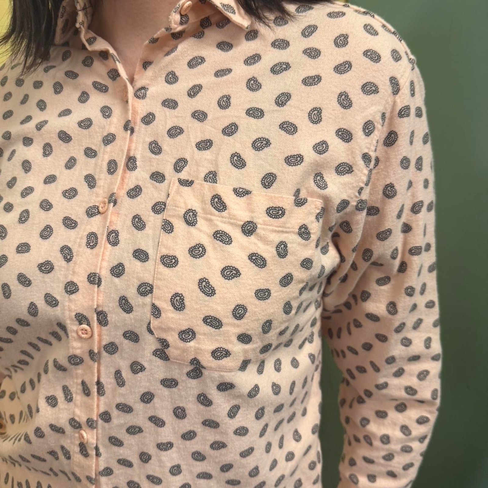 Vintage 90s Stefano International Sportswear Pink Paisley Flannel Button up M