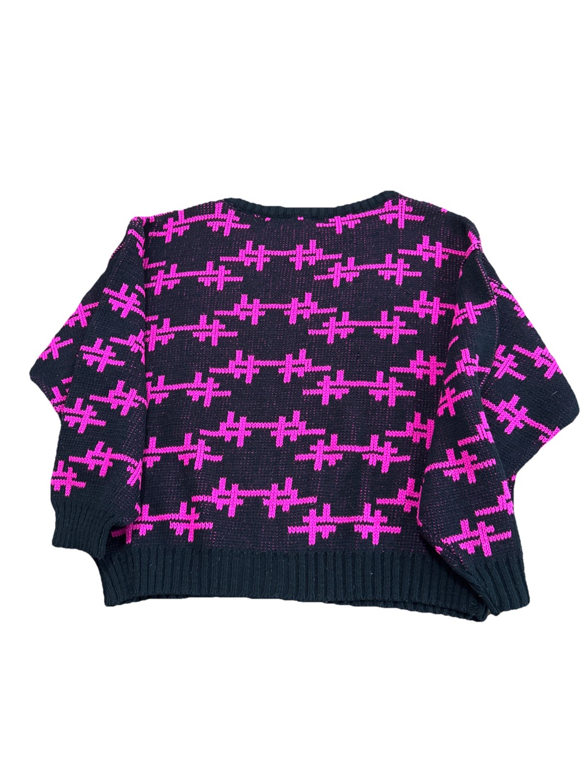 Rave Brand Vintage 80s Graphic Sweater Pink Black Retro Neon Geometric