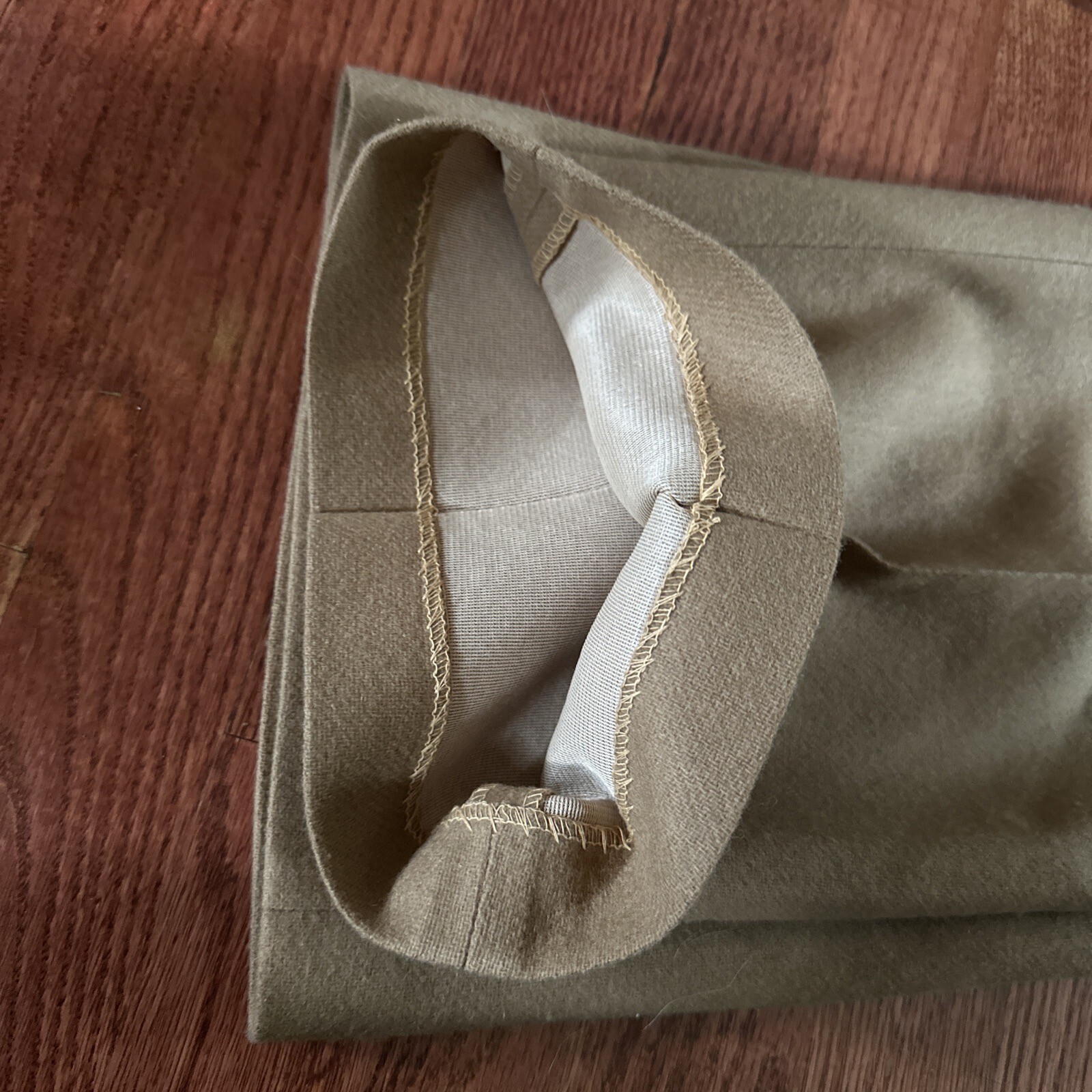 Vintage 60s 70s Ann Robin Bonded Wool Zipper Fly Tan Trousers Size 18 32″ Waist