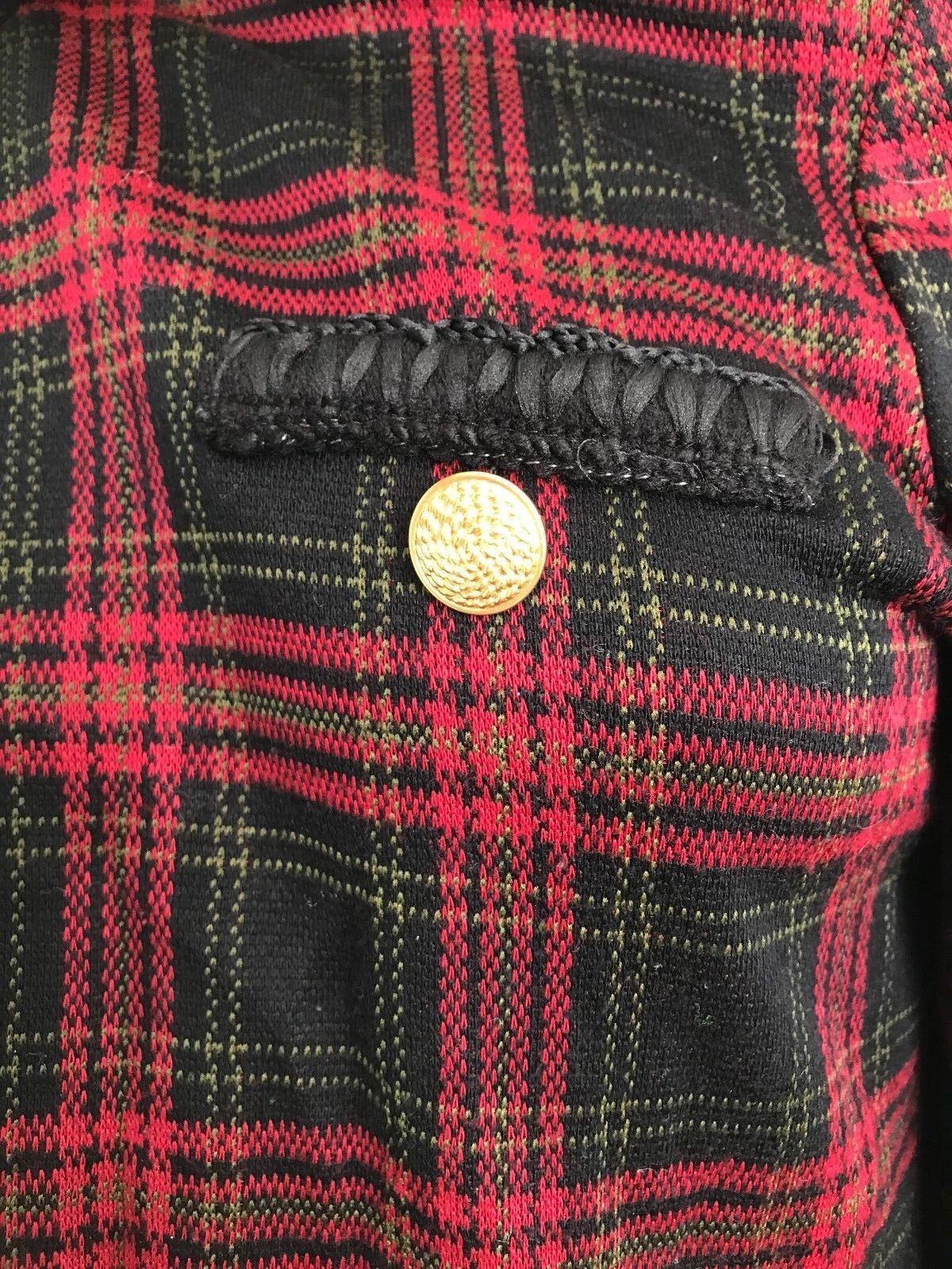 Cricket Lane Red Black Checked Jacket 16 USA Blazer Cardigan Plaid