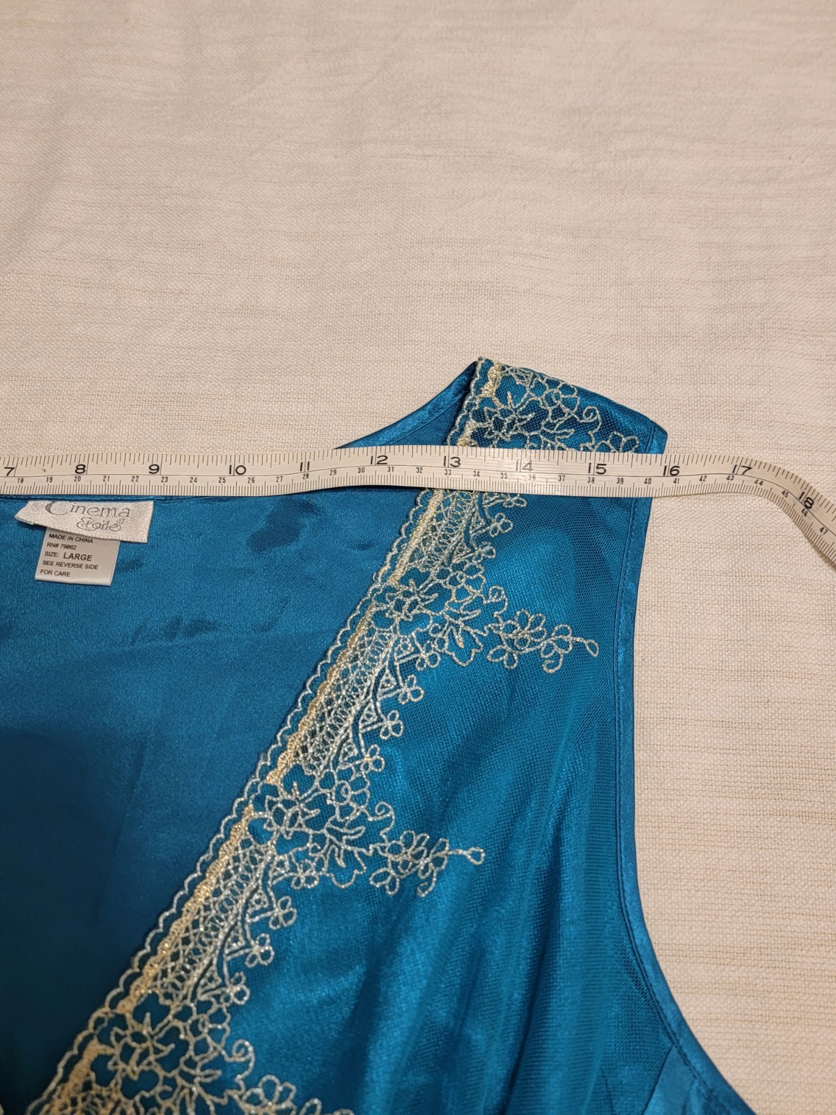 VTG BABYDOLL Cami Slip Dress Night Gown Size L Lace Aqua Blue KNEE LENGTH