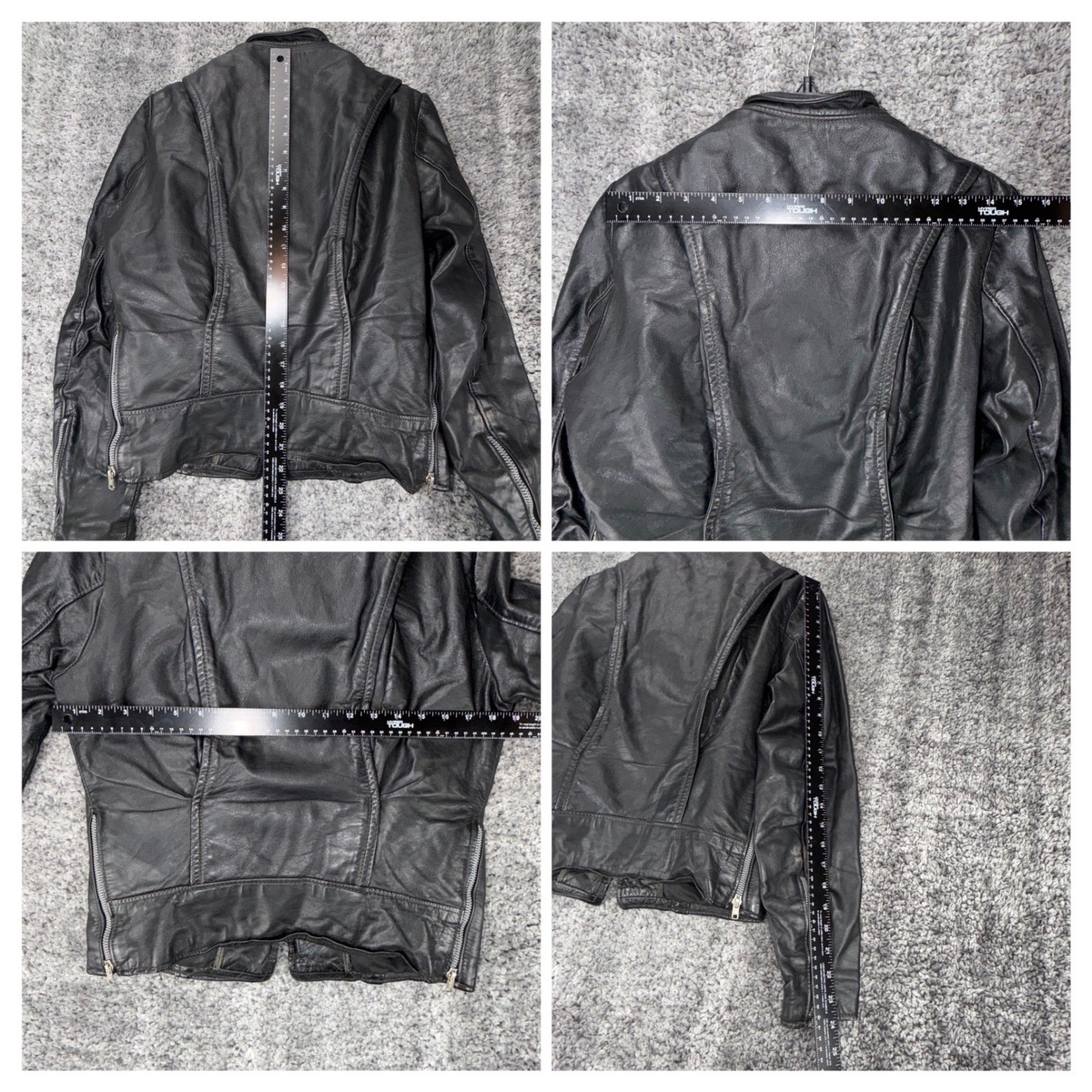 Vtg 70s Brooks Leather Women’s 34 Motorcycle Jacket Zipper Black Lined Made USA