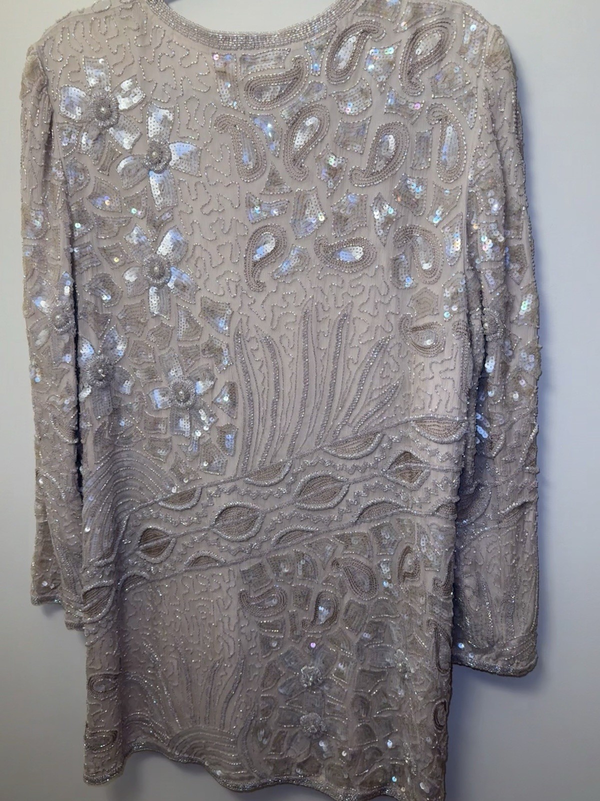 VTG JUDITH ANN CREATIONS Bead Sequin 100% Silk Jacket Sz Medium