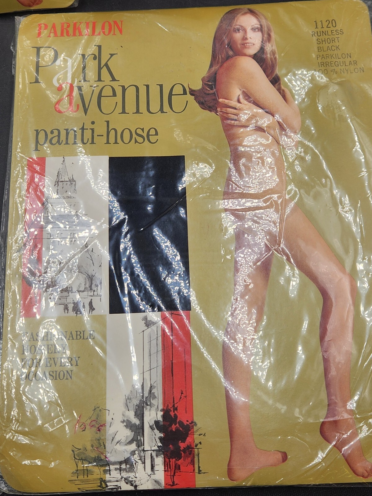 4 Vintage Parkilon Park Avenue panti-hose SHORT Black Off White Green Beige