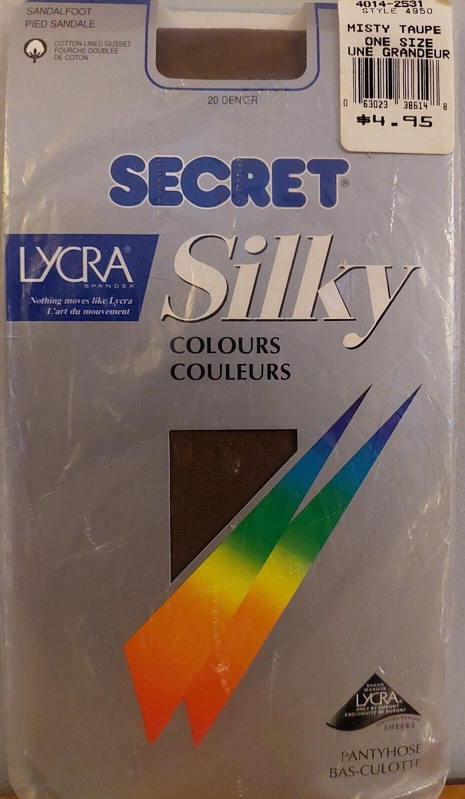 Vintage Pantyhose Secret Silky Colours Color Misty Taupe One Size BDR2