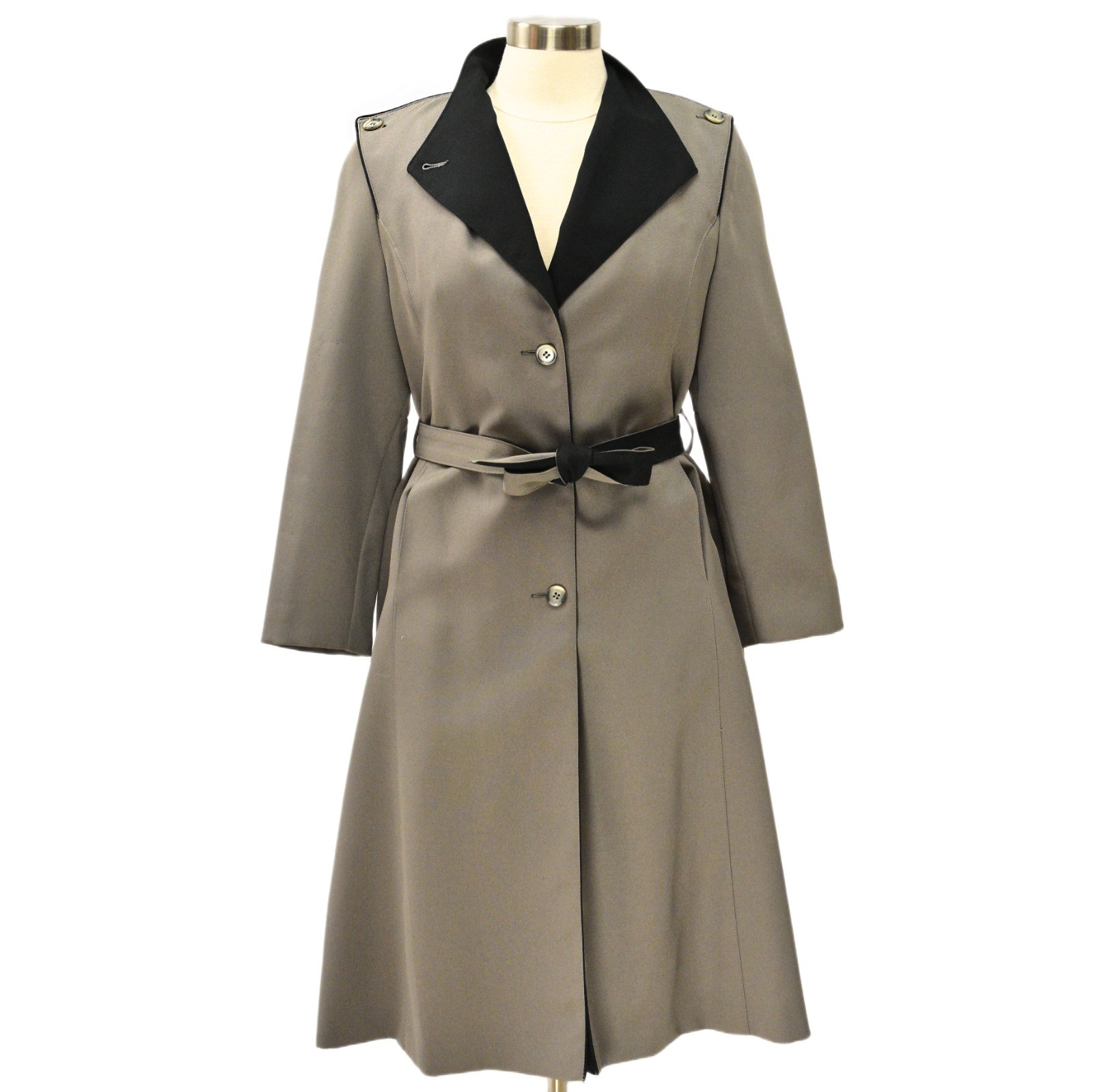 70s Vintage Stone Gray Trench Coat Womens M S Zip Out Liner Mod Military Western
