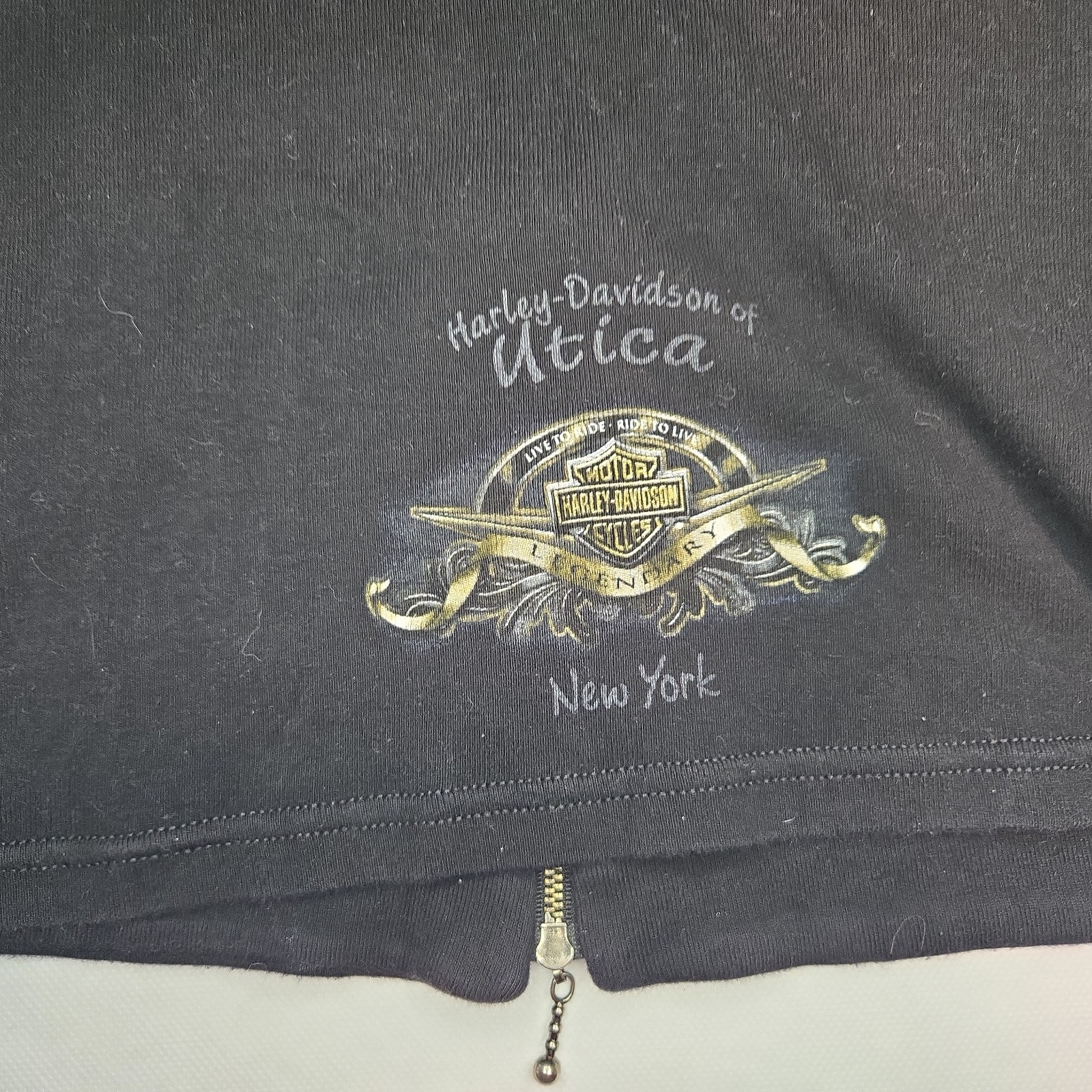 VTG Harley Davidson Motorcycles Full Zip Large Tank Top Womens Utica New York