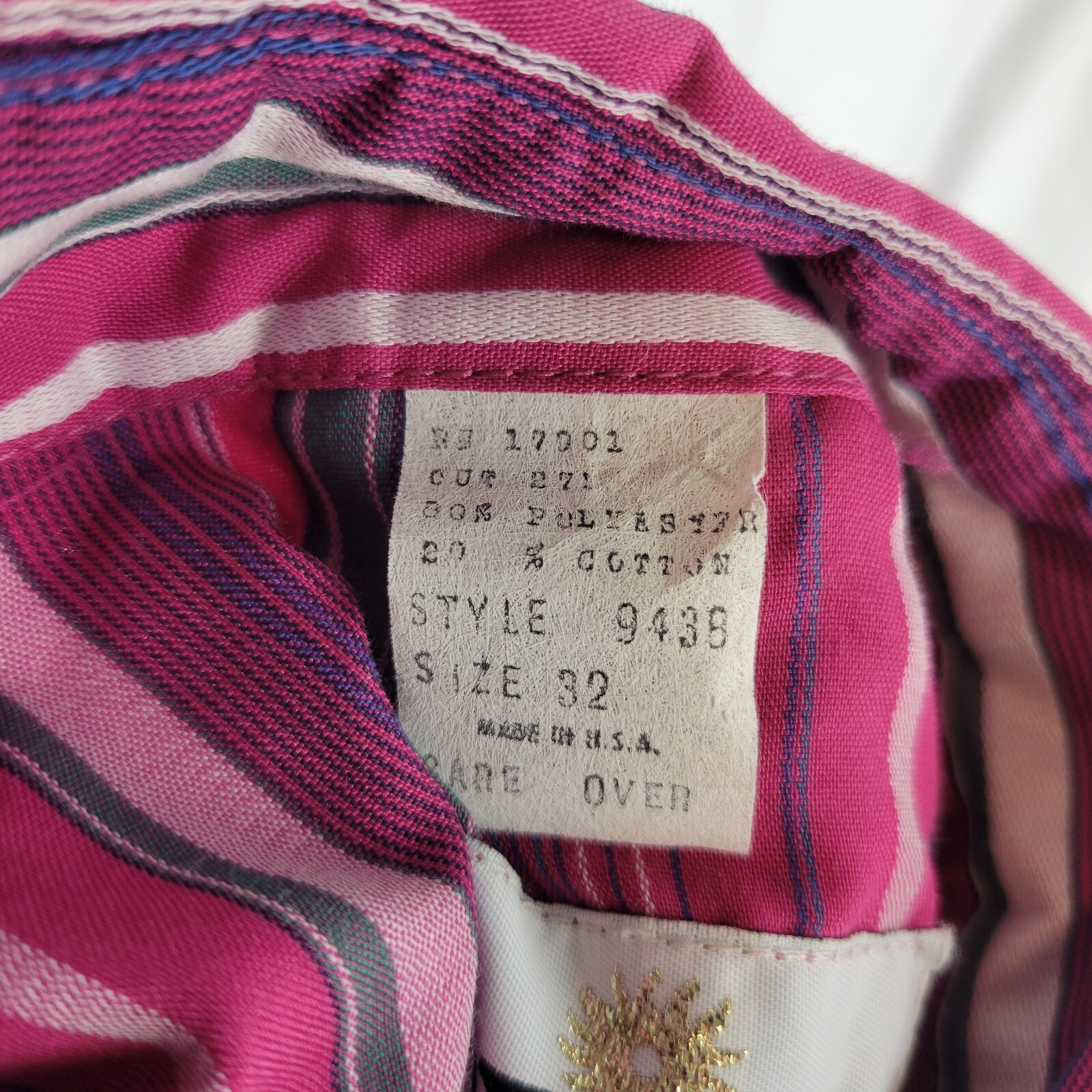 Vintage Pink Stripe Snap Prior Imperial Western Shirt Womens Size 32 Long Sleeve