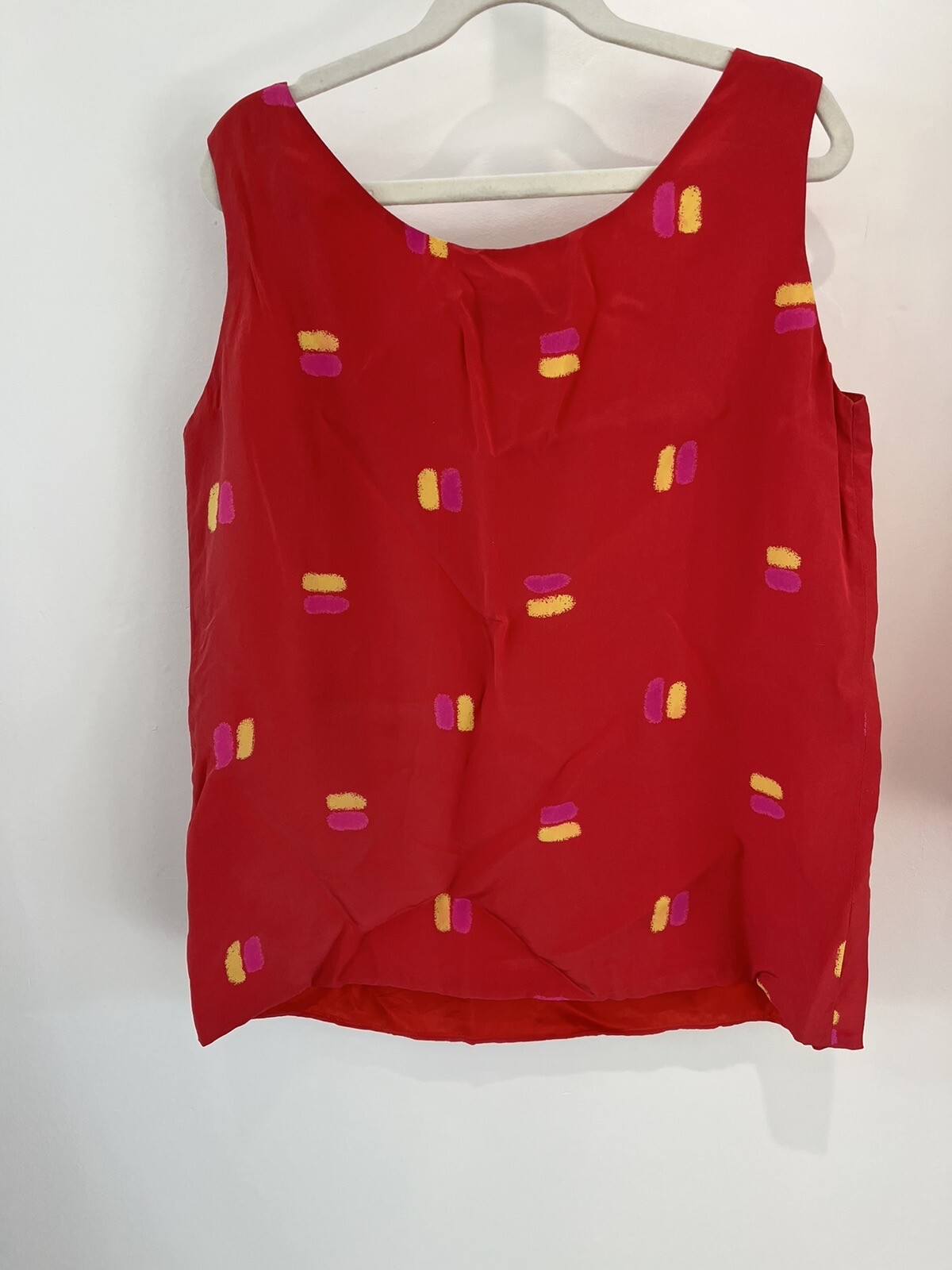 NWT Vintage 100% Silk Top crop Tank Ann May Pink And Yellow Size Small