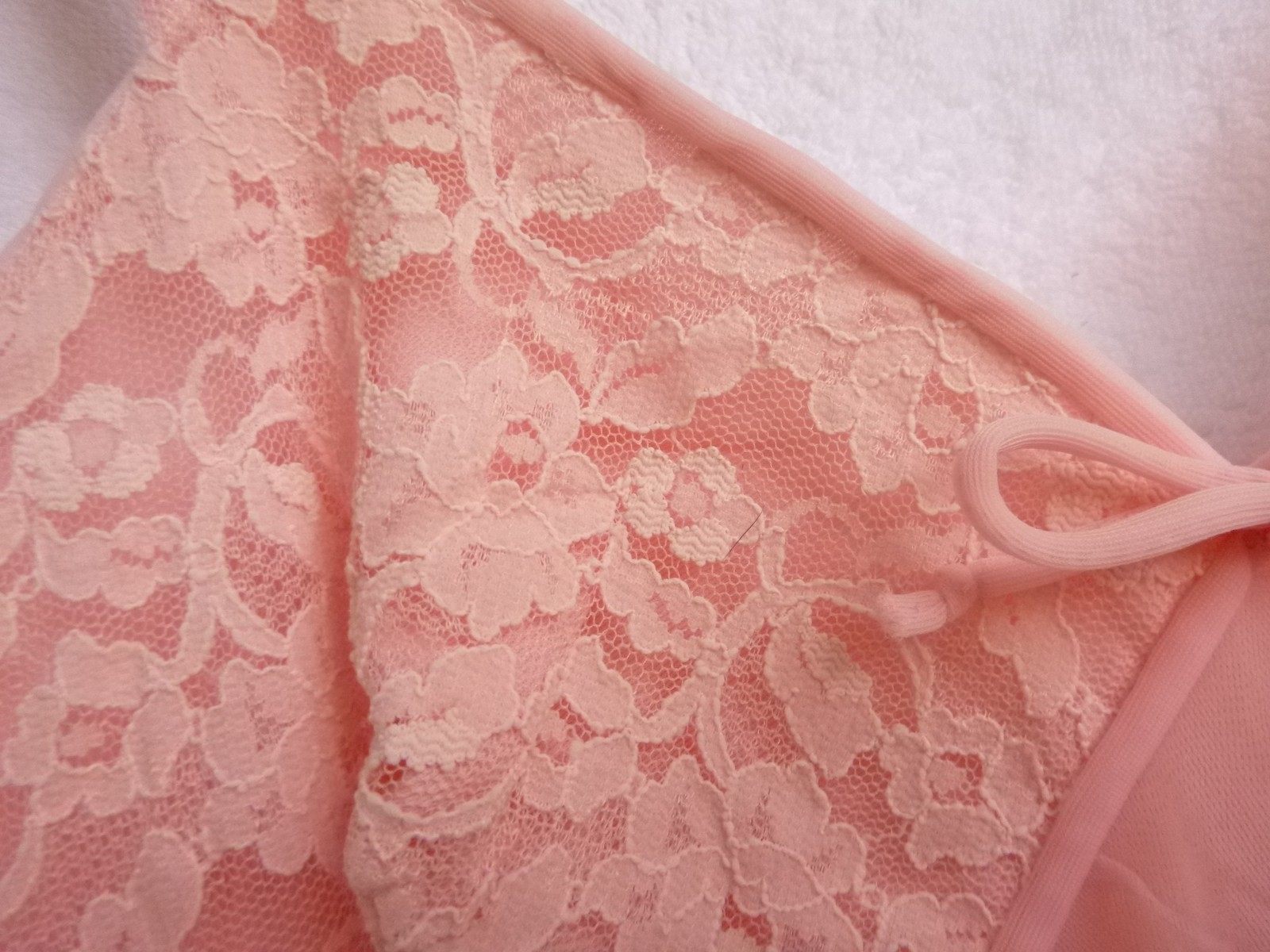 Vintage Lisette Nightgown Peignoir pink chiffon lace trim sz 36