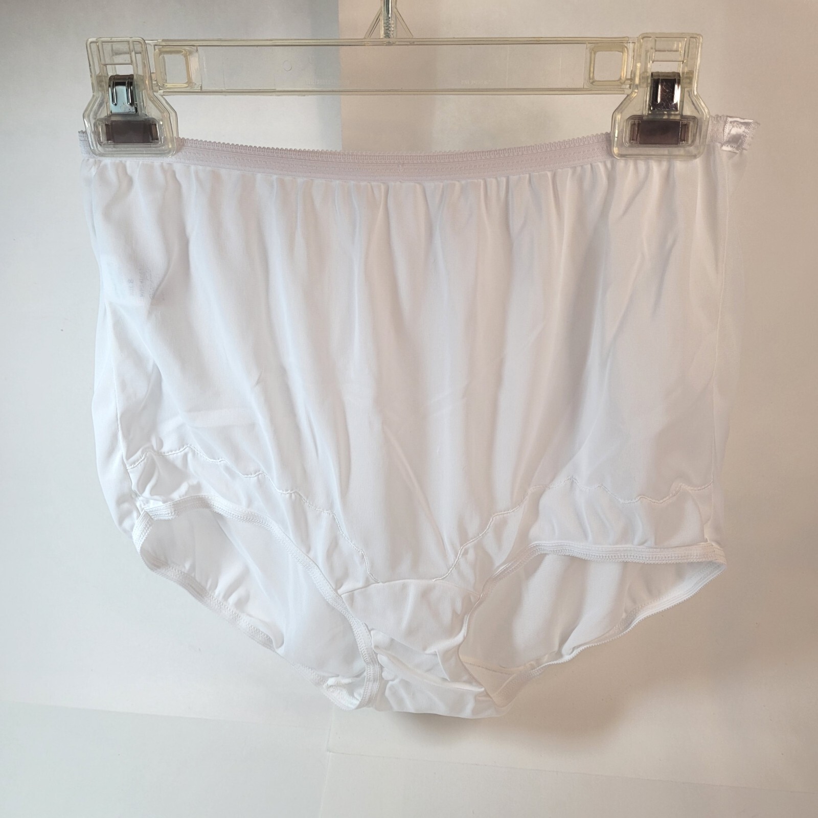 Vintage Dixie Belle White Nylon Granny Panties Size 8 Semi Sheer Pillow Tab