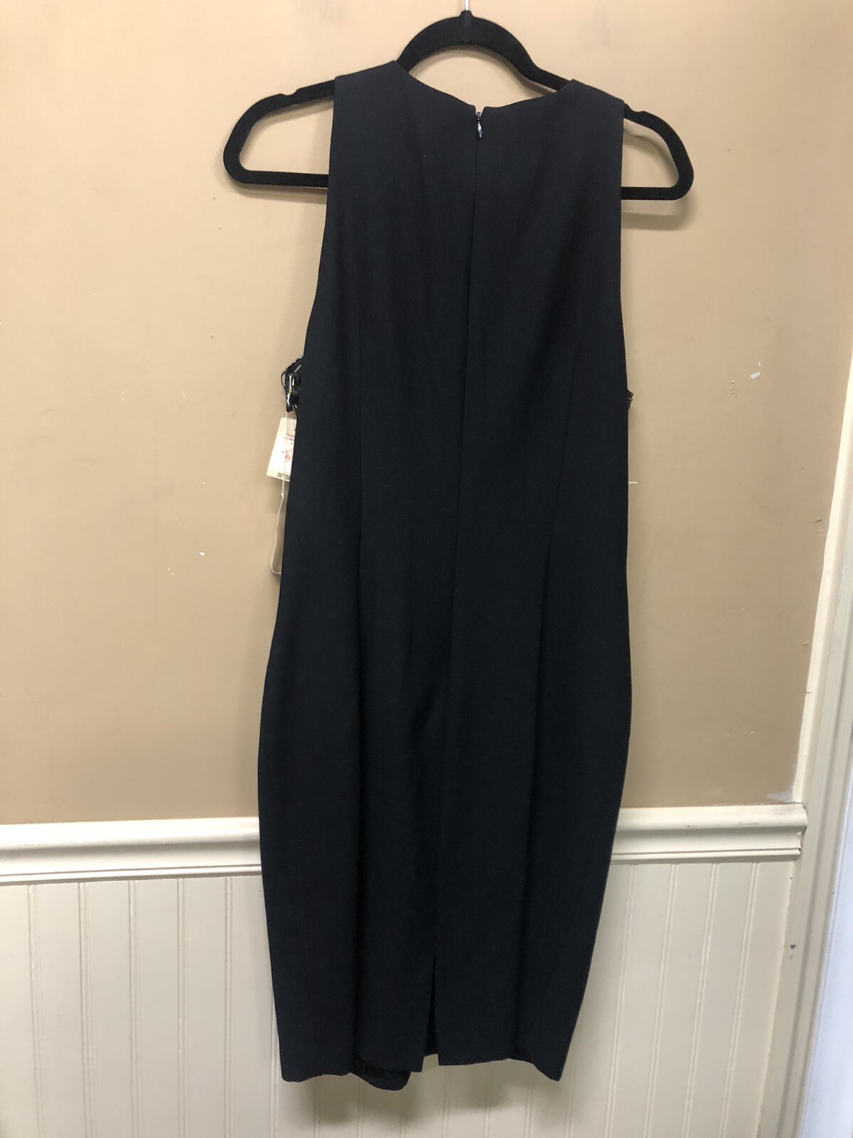 Damaged Vtg 1980s A.J. BARI Black Gold Metallic Trim Cocktail Dress Sz 12 NWT