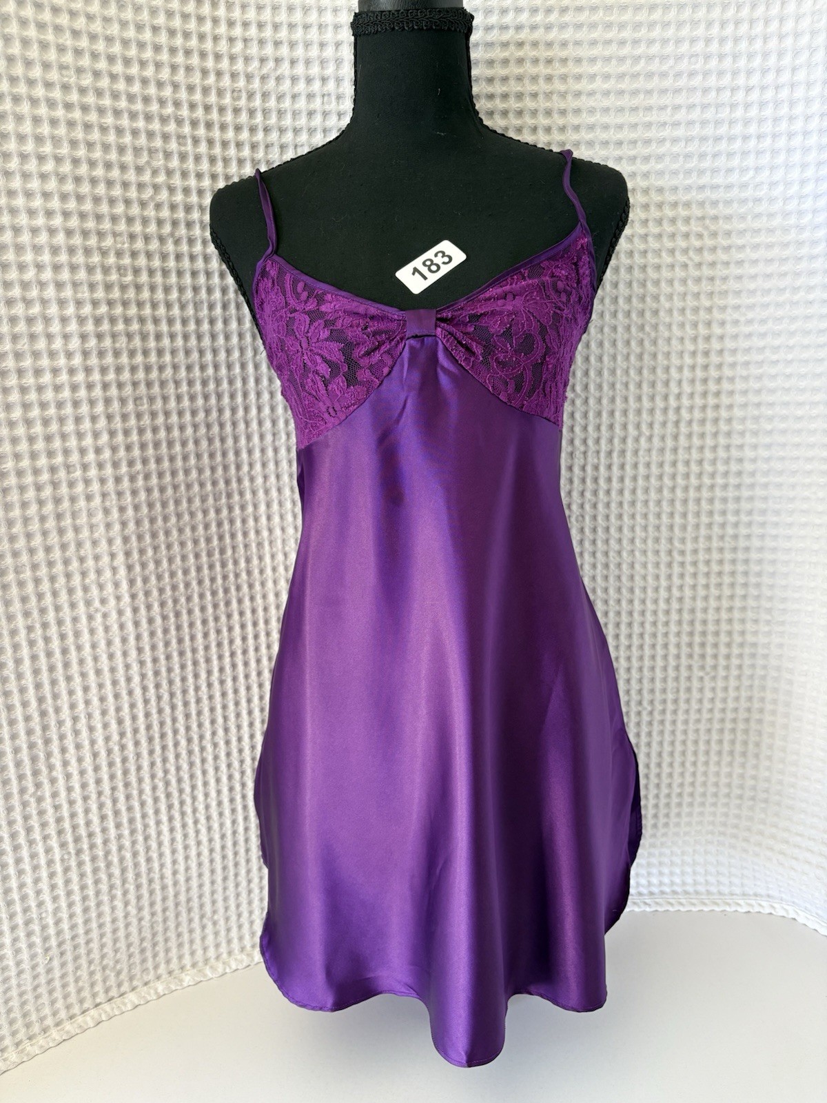 Vintage SleepSolutions Chemise Purple Satin&Lace Slip Dress Size L Sexy Nightie