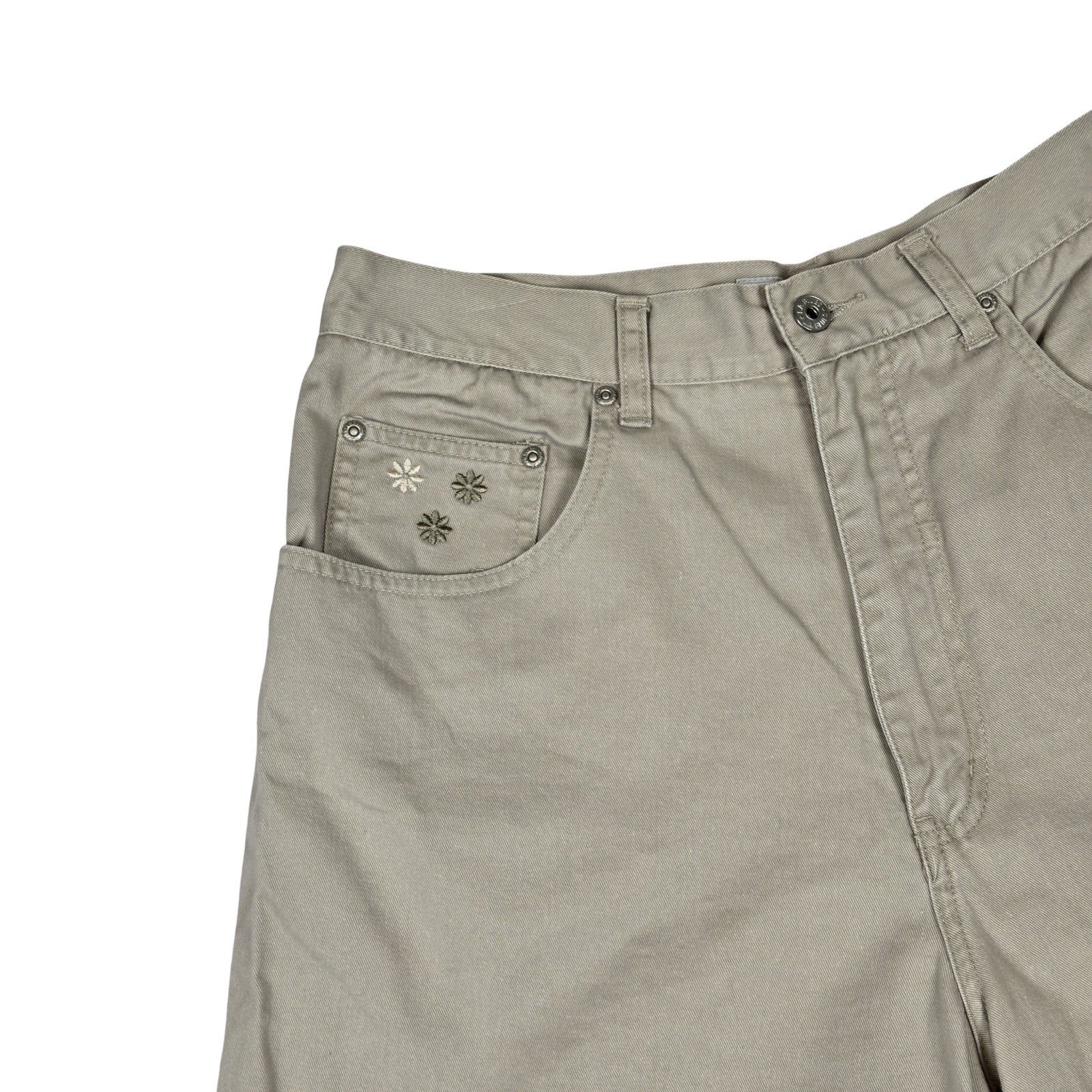 VTG 90s, y2k LA Blues Khaki Cotton Shorts Embroidered Floral High Waisted 8/10