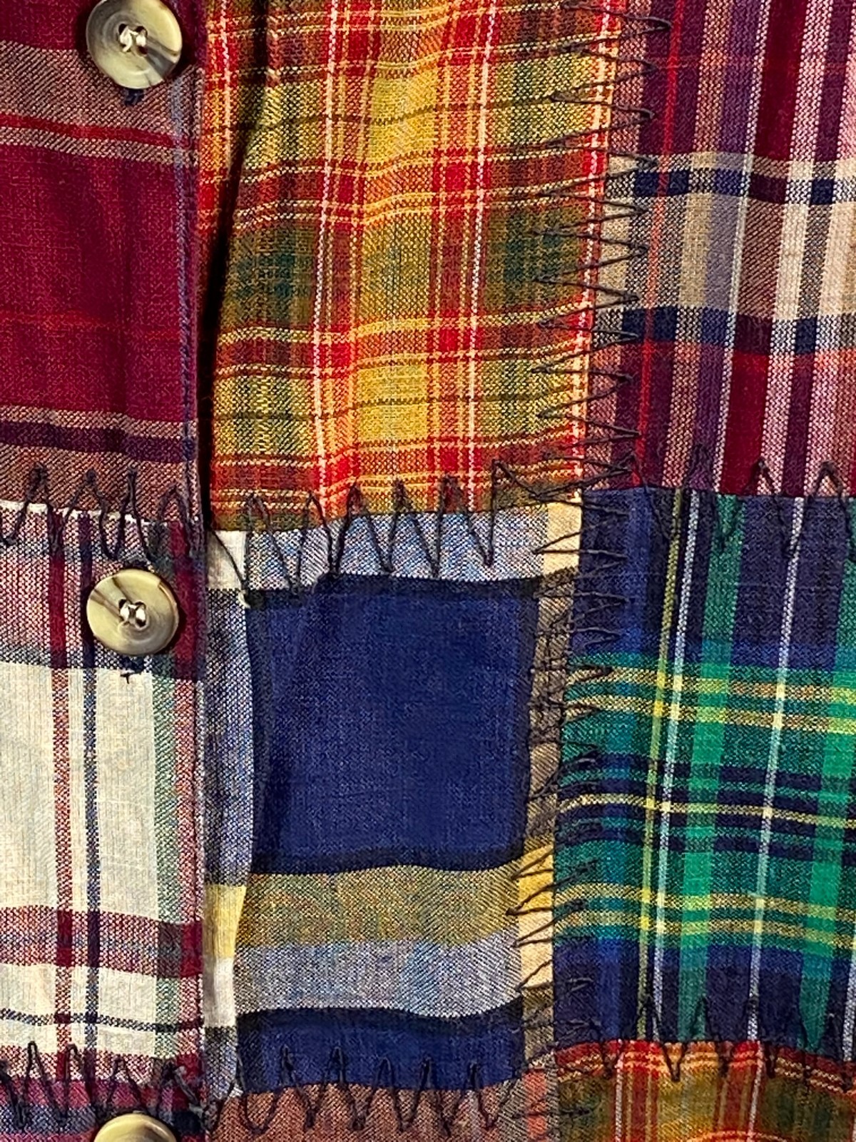 Vintage Patchwork Plaid Vest Victoria Jones Boho Retro Sz 18/38 Minimalist