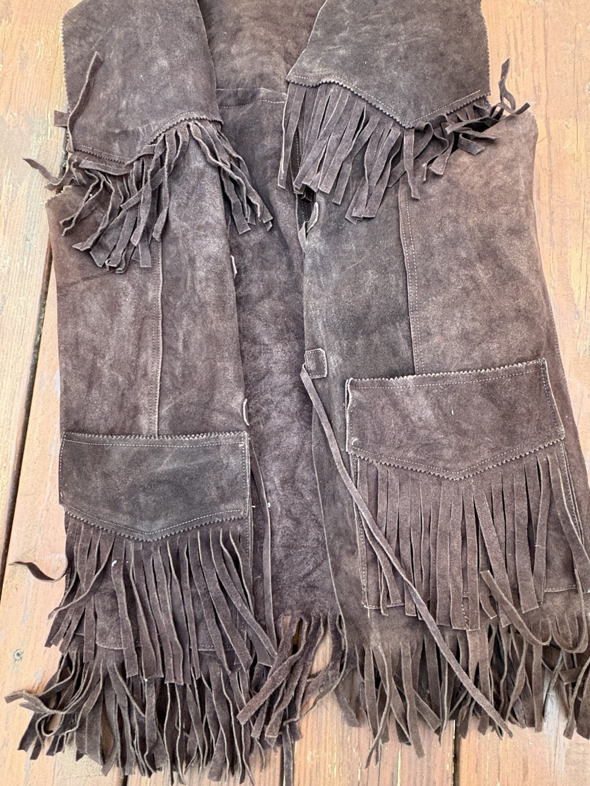 Vintage Gaitan Brown Leather Fringe Vest Made in Mexico Approximately Small