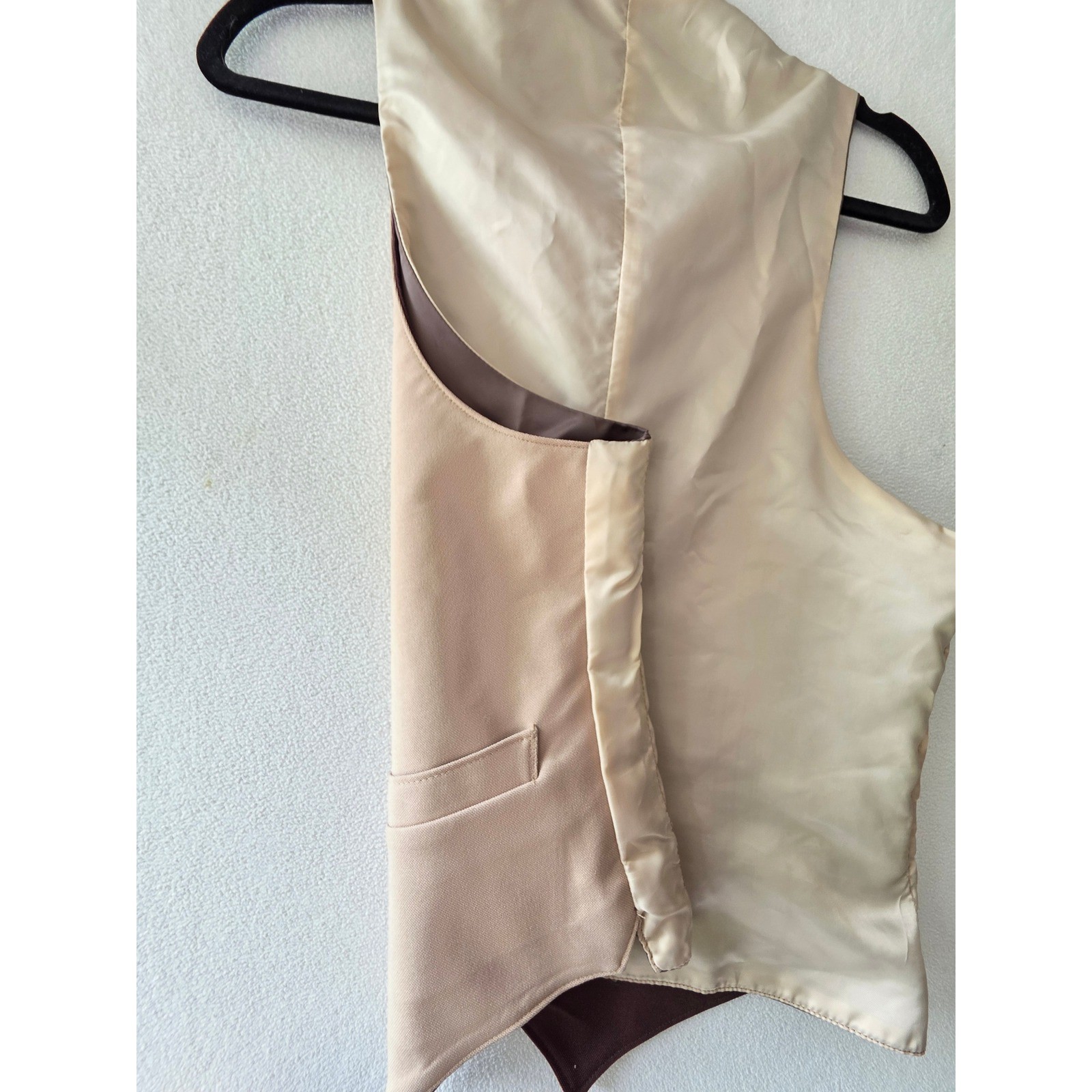 Vintage Sears Perma-Prest Reversible Vest Brown Tan Gold Button Waistcoat 40R