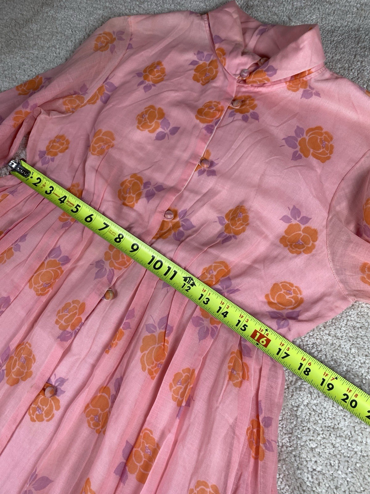 VTG Gilligan O’Malley Nightgown Robe M High Neck Long Sleeves Pink Floral Cotton